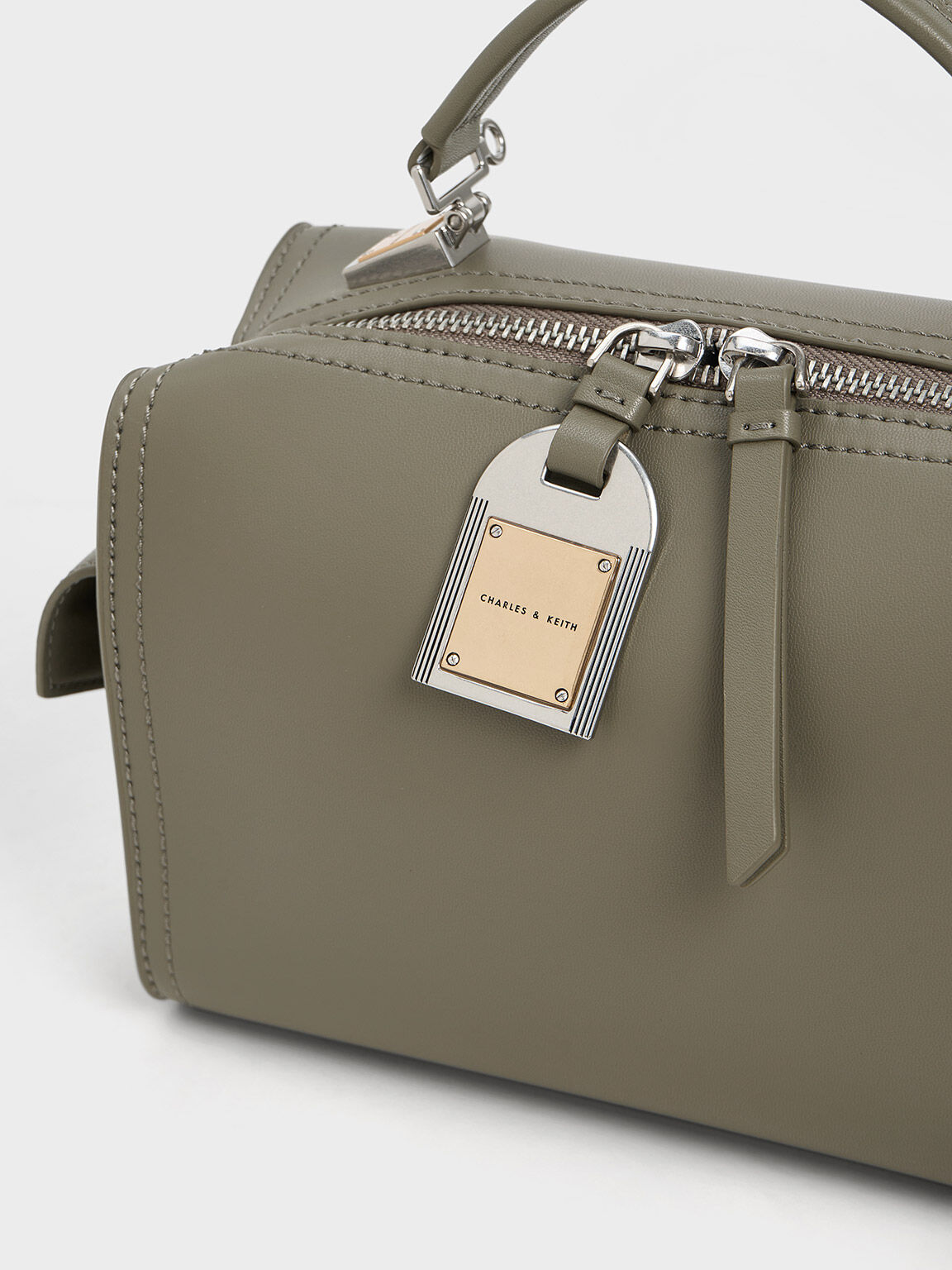 Khaki Austen Top Handle Bag - CHARLES & KEITH International
