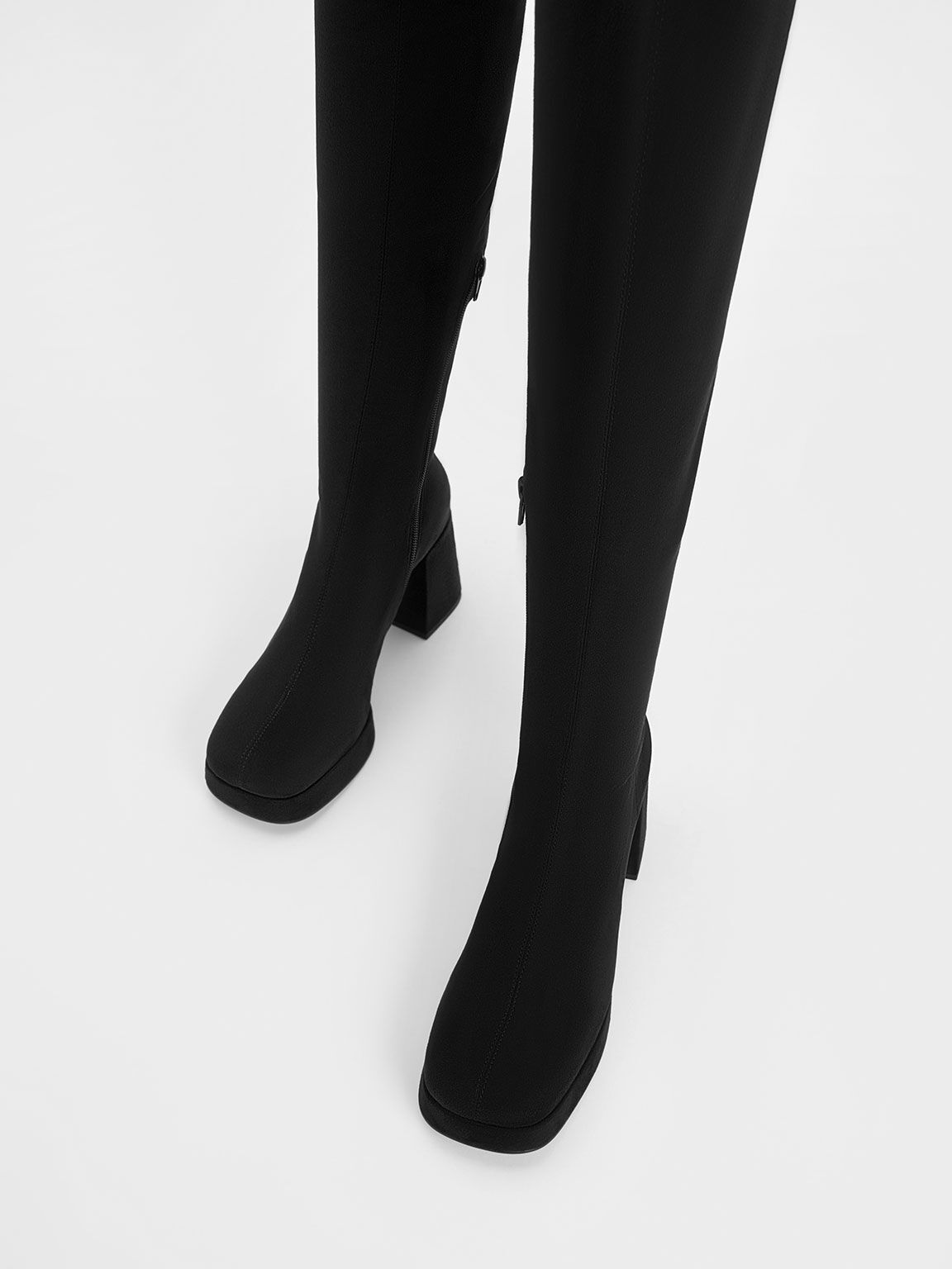 Evie Textured Platform Thigh-High Boots, Black Textured, hi-res