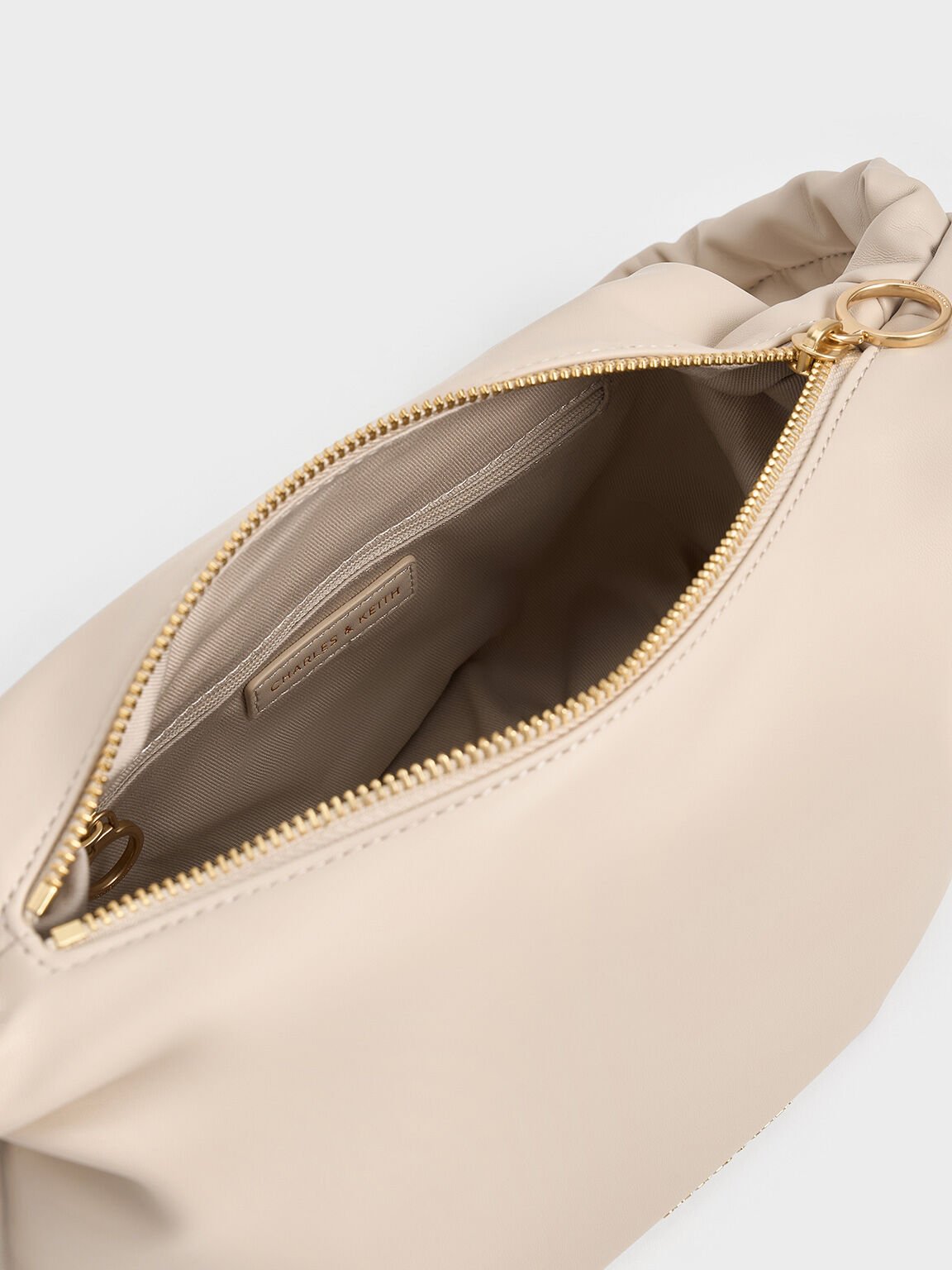 Maisy Ruched-Handle Hobo Bag, Oat, hi-res