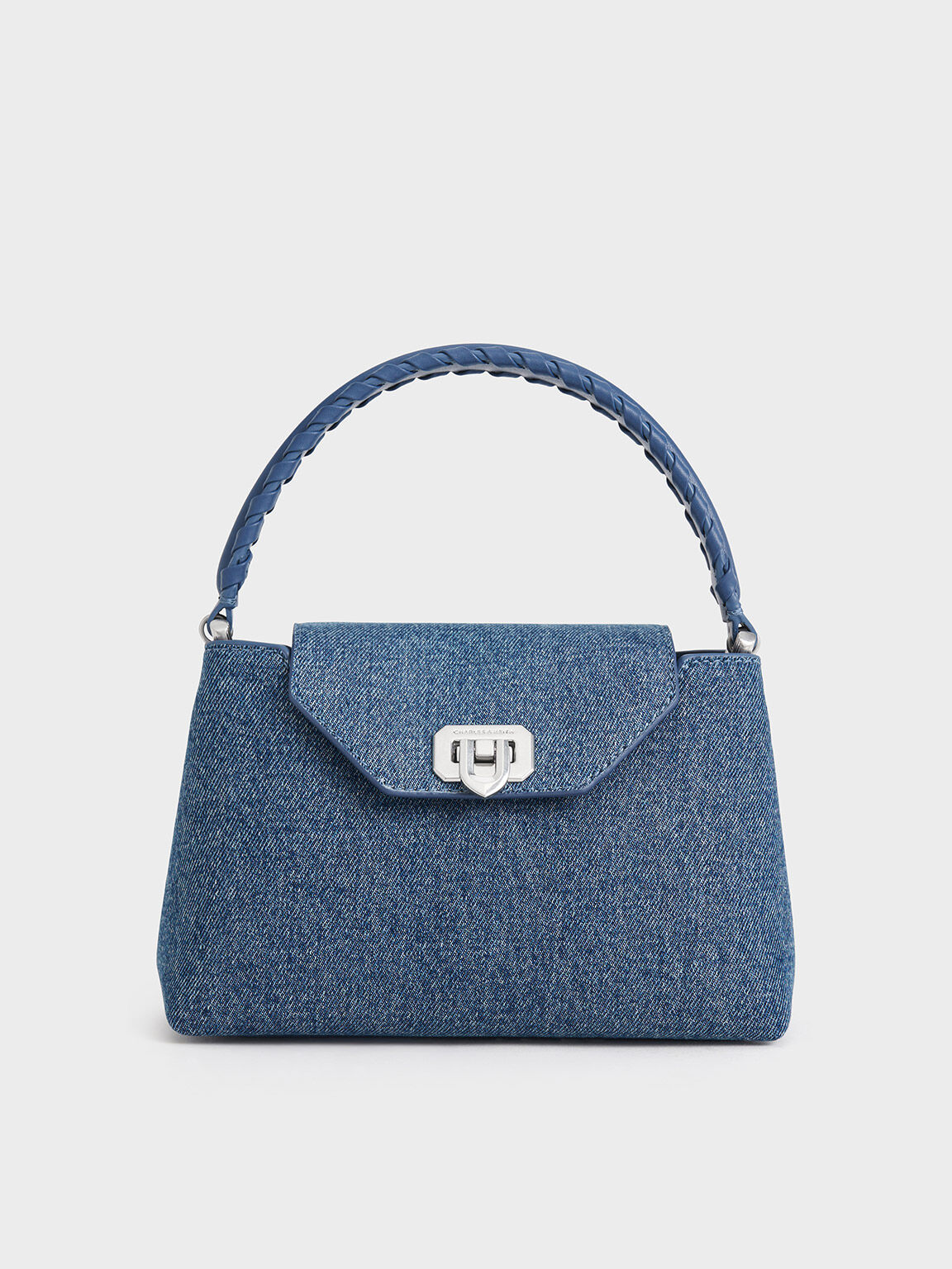 Arwen Denim Braided-Strap Top Handle Bag, Denim Blue, hi-res