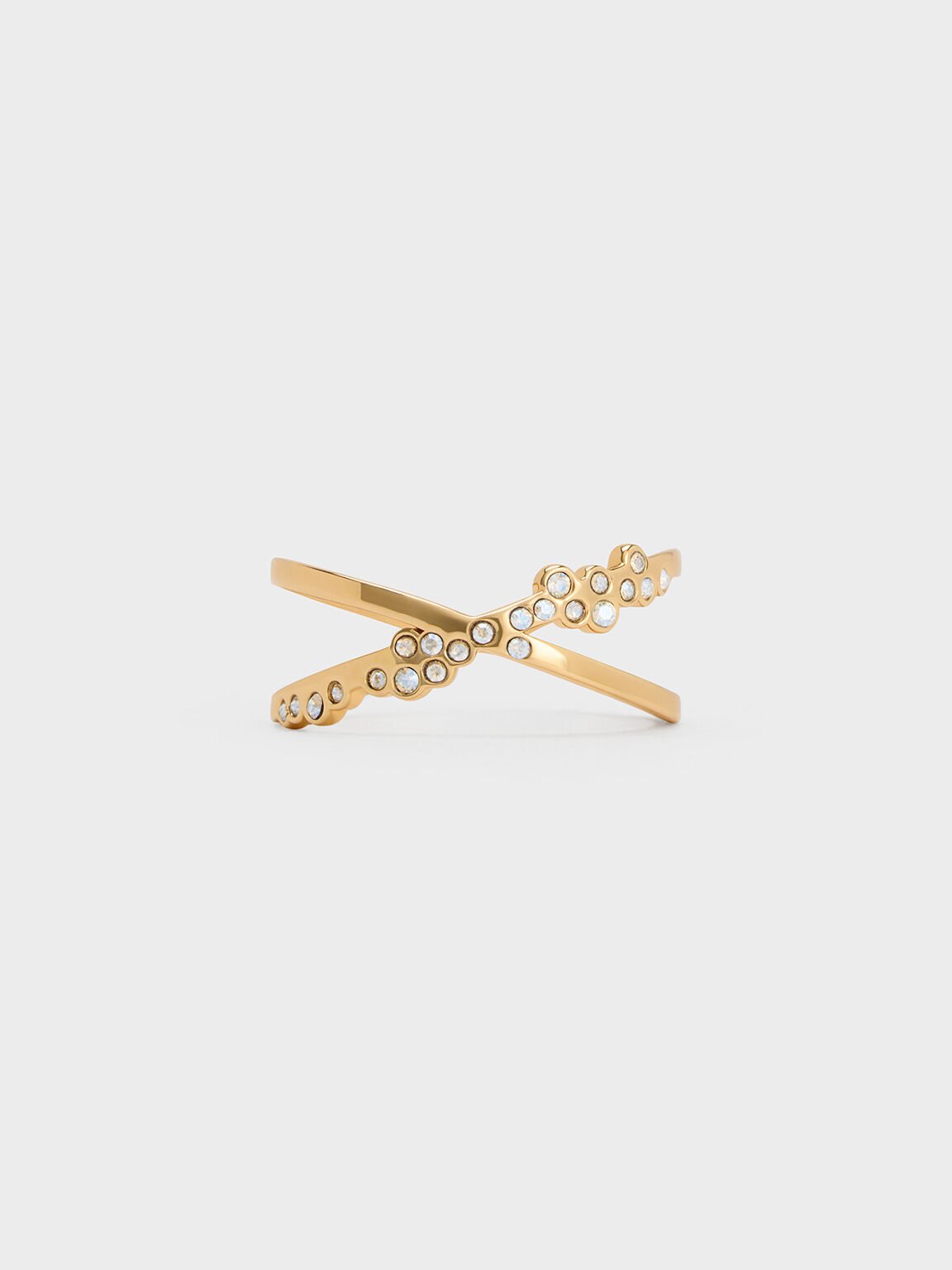 Reverie Crystal Criss-Cross Ring, Gold, hi-res