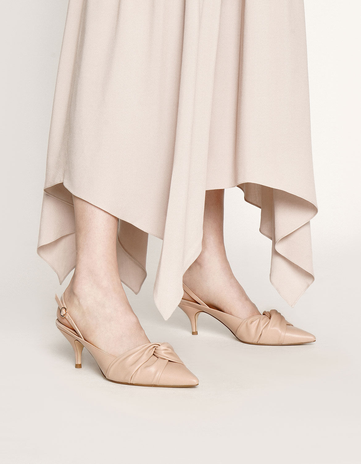 Nude Knotted Slingback Pumps | CHARLES 