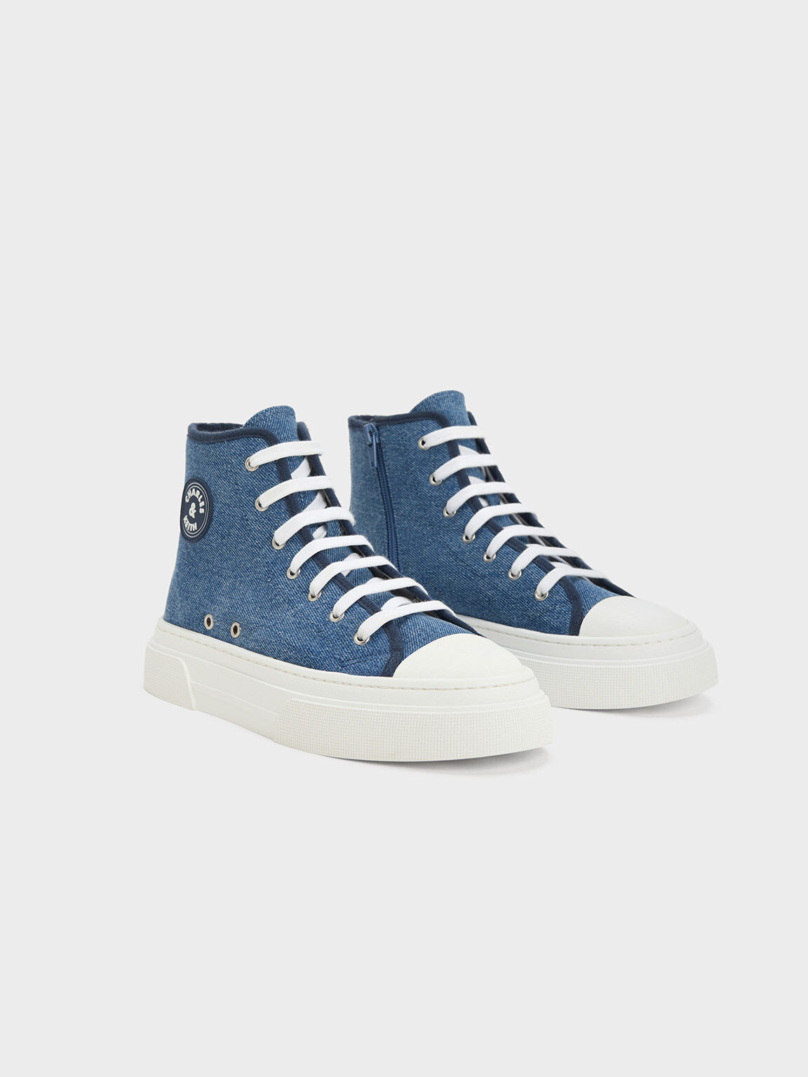 Blue Kay Canvas High-Top Sneakers - CHARLES & KEITH US