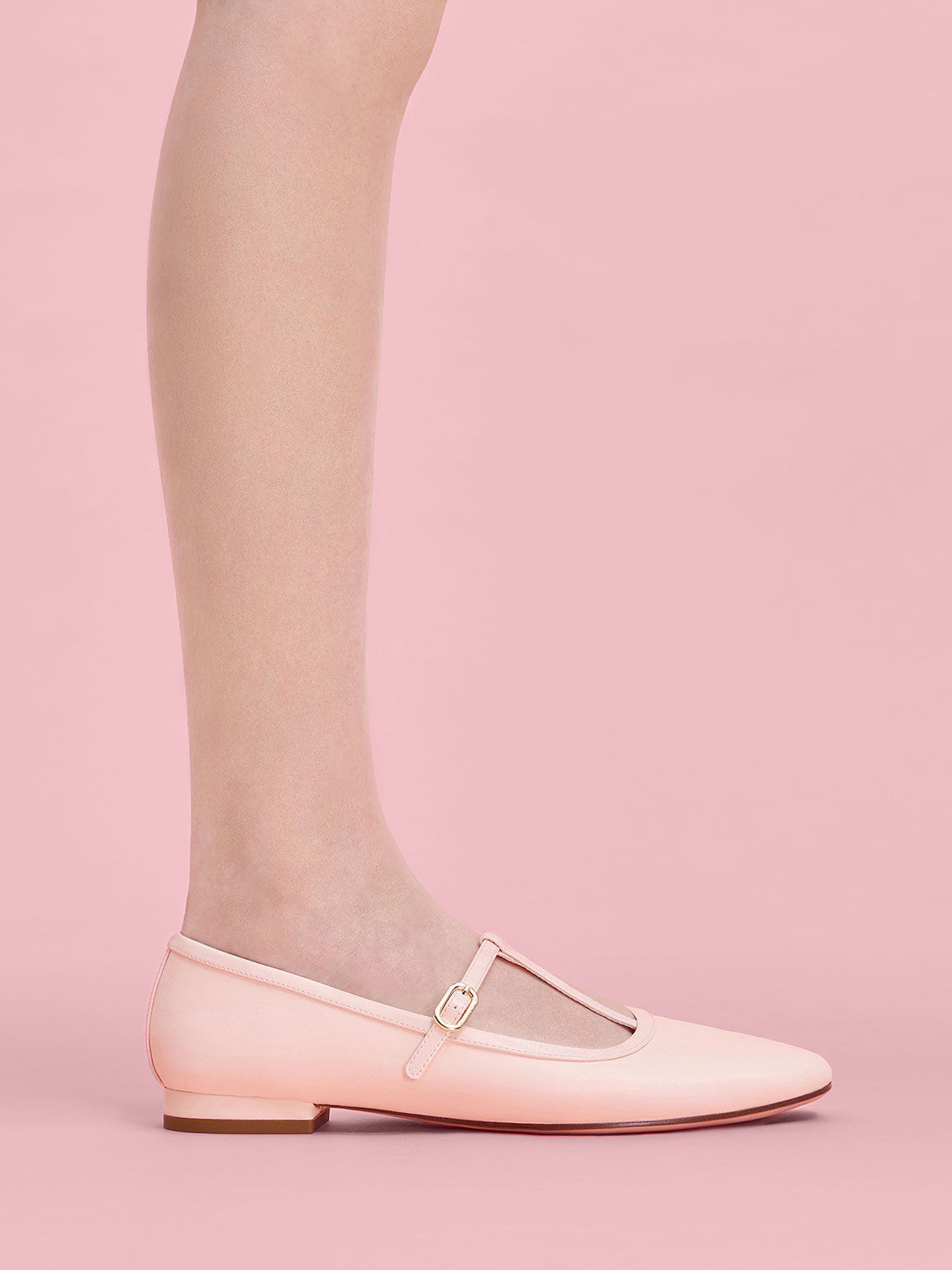 T-Bar Mary Jane Flats, Light Pink, hi-res