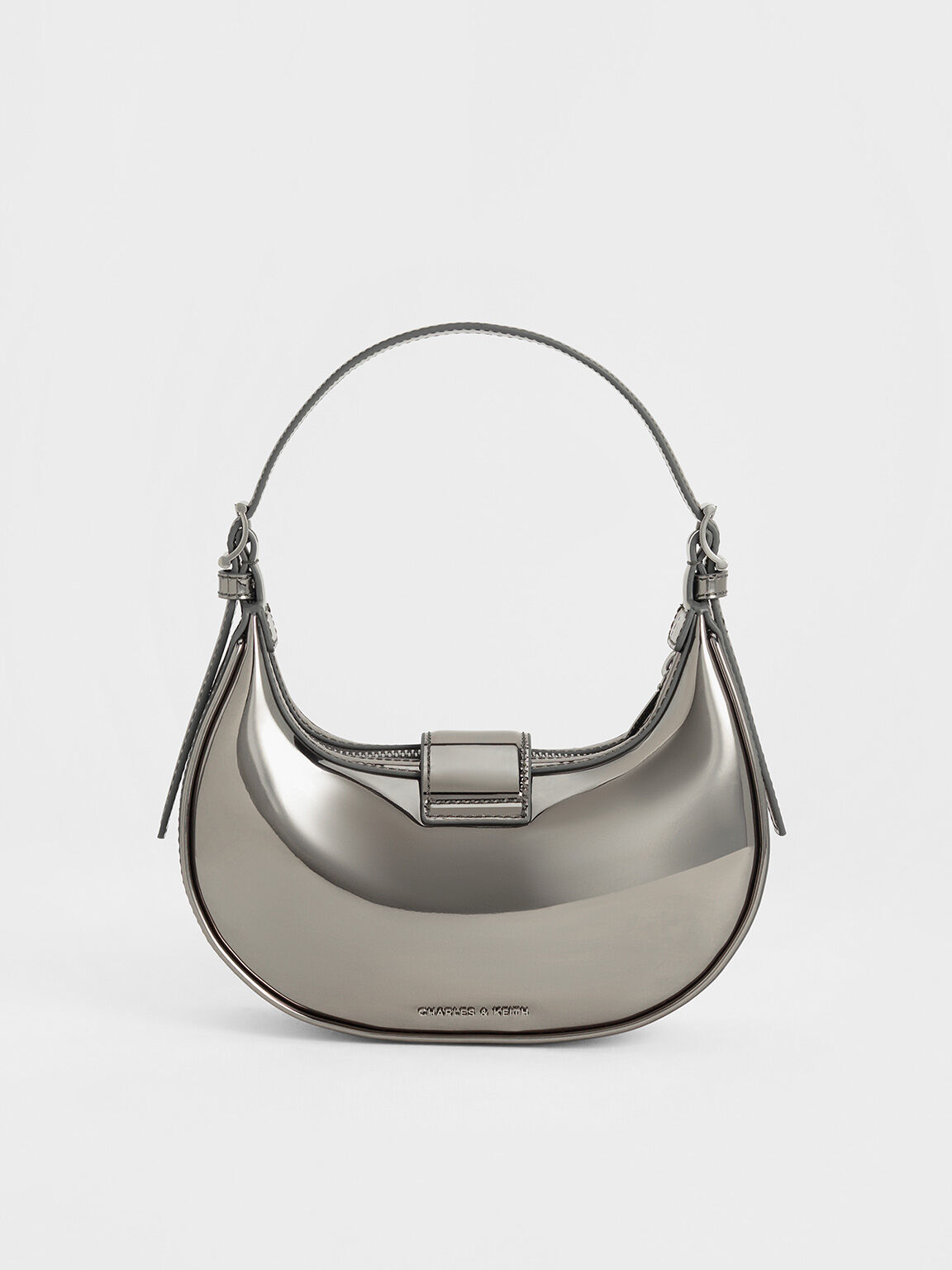 Trice Metallic Accent Belted Shoulder Bag, Pewter, hi-res