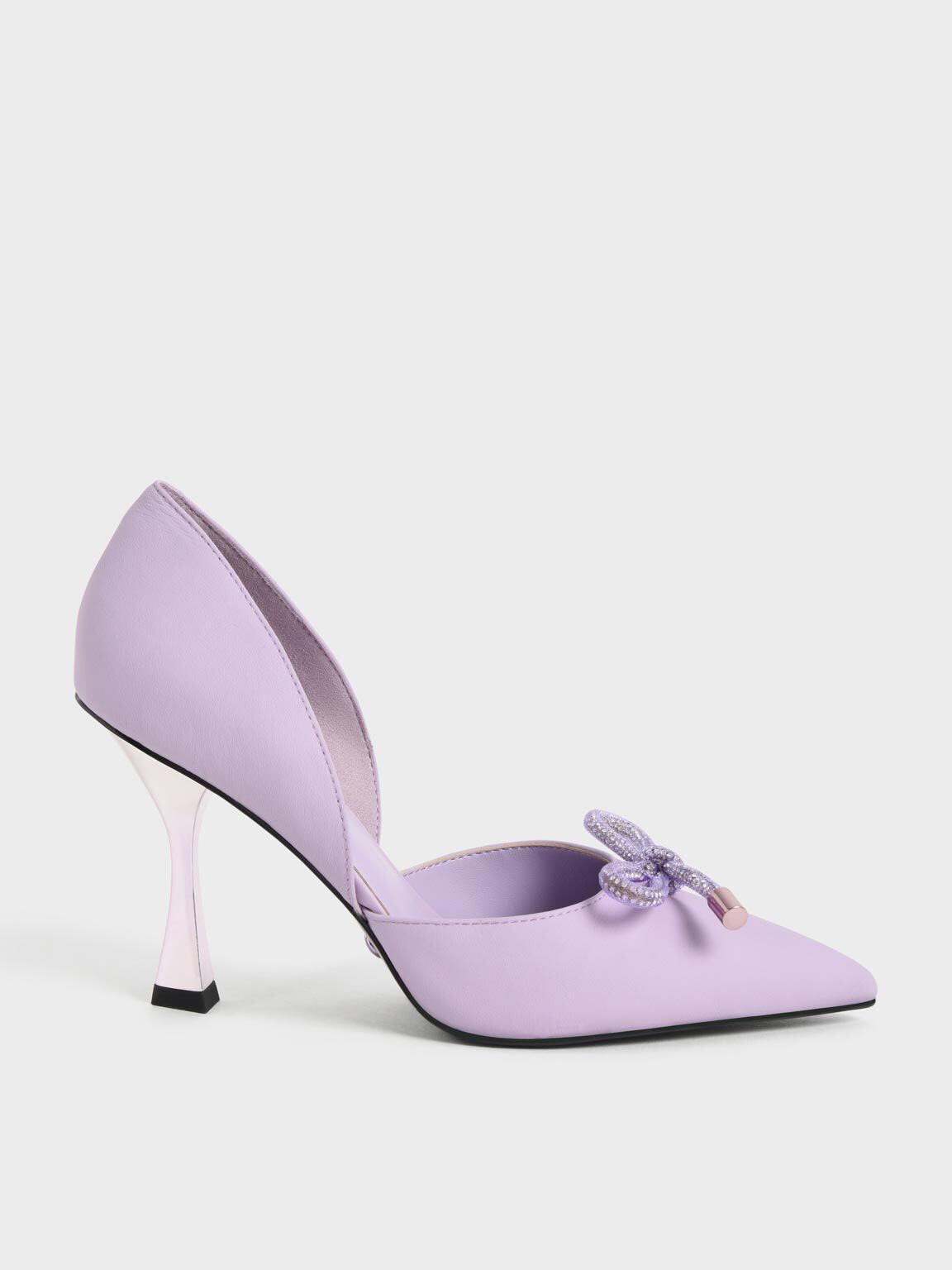 Gem-Embellished Bow-Tie D'Orsay Pumps, Lilac, hi-res