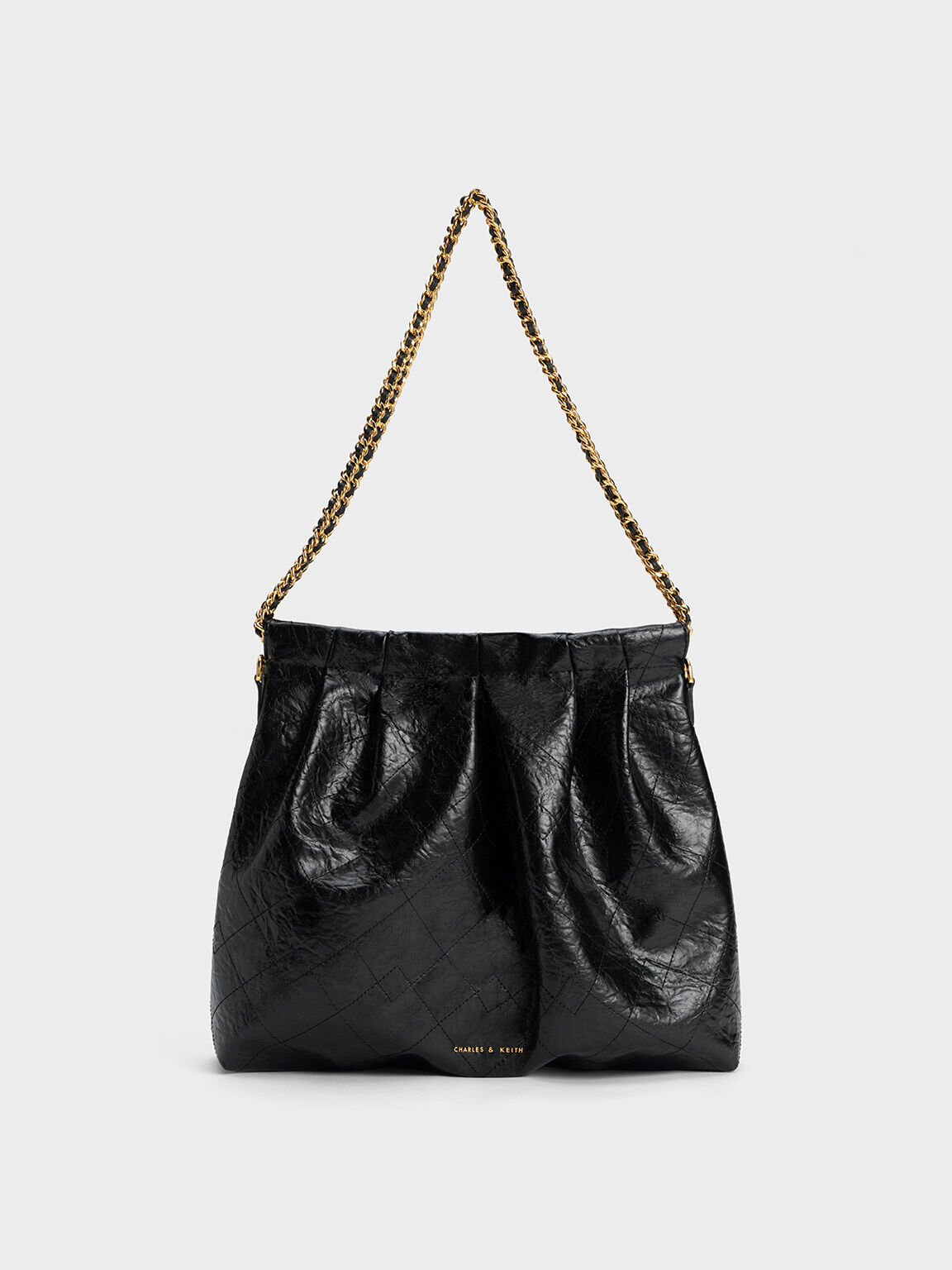 Black Duo Double Chain Hobo Bag - CHARLES & KEITH MY