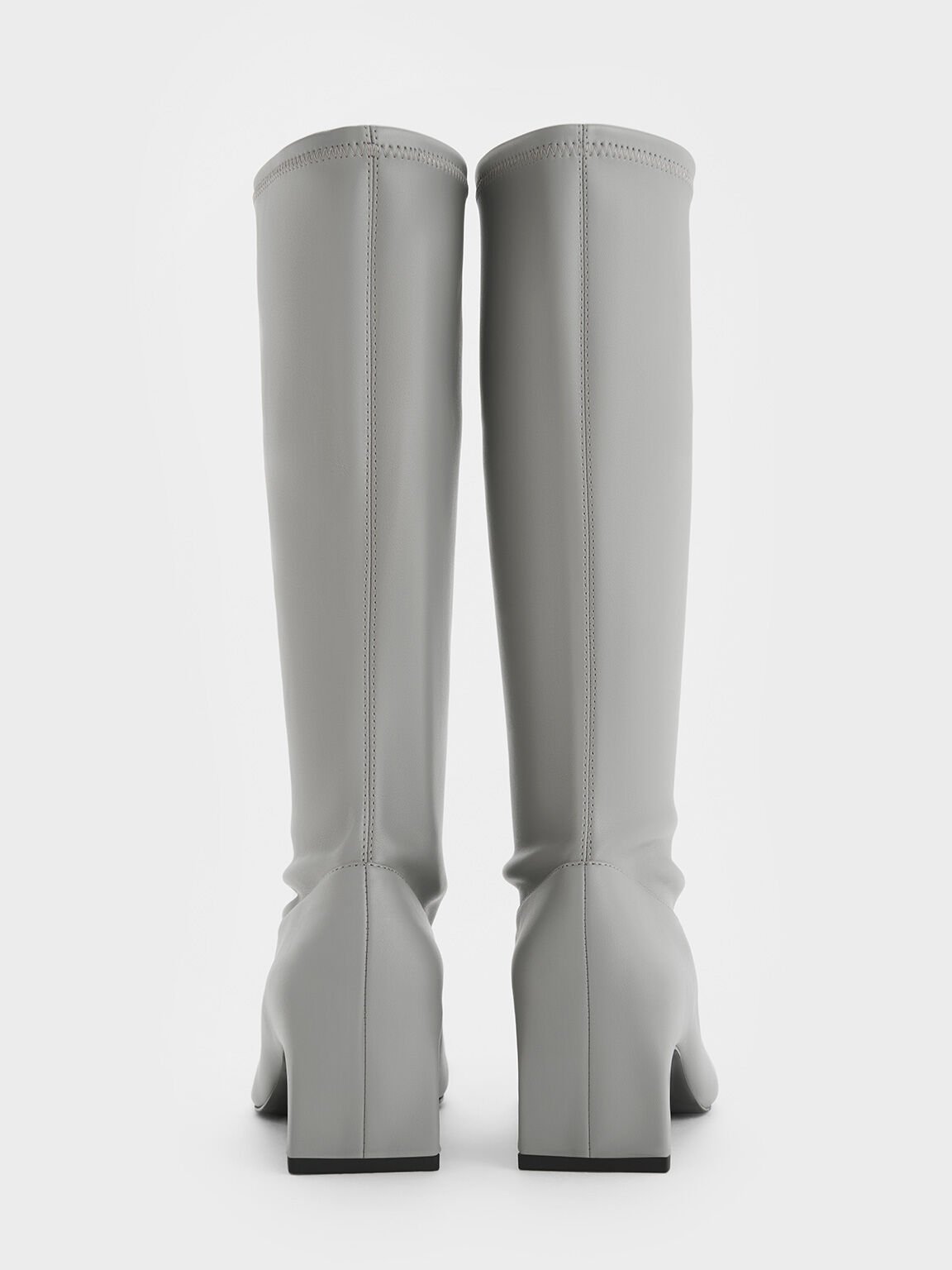 Lorde Blade-Heel Pointed-Toe Calf Boots, Grey, hi-res