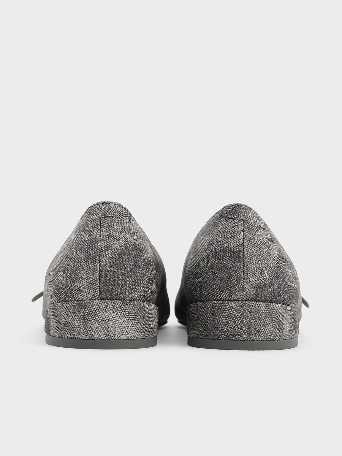 Robbie Denim-Effect Pointed-Toe Ballet Flats, Dark Grey, hi-res