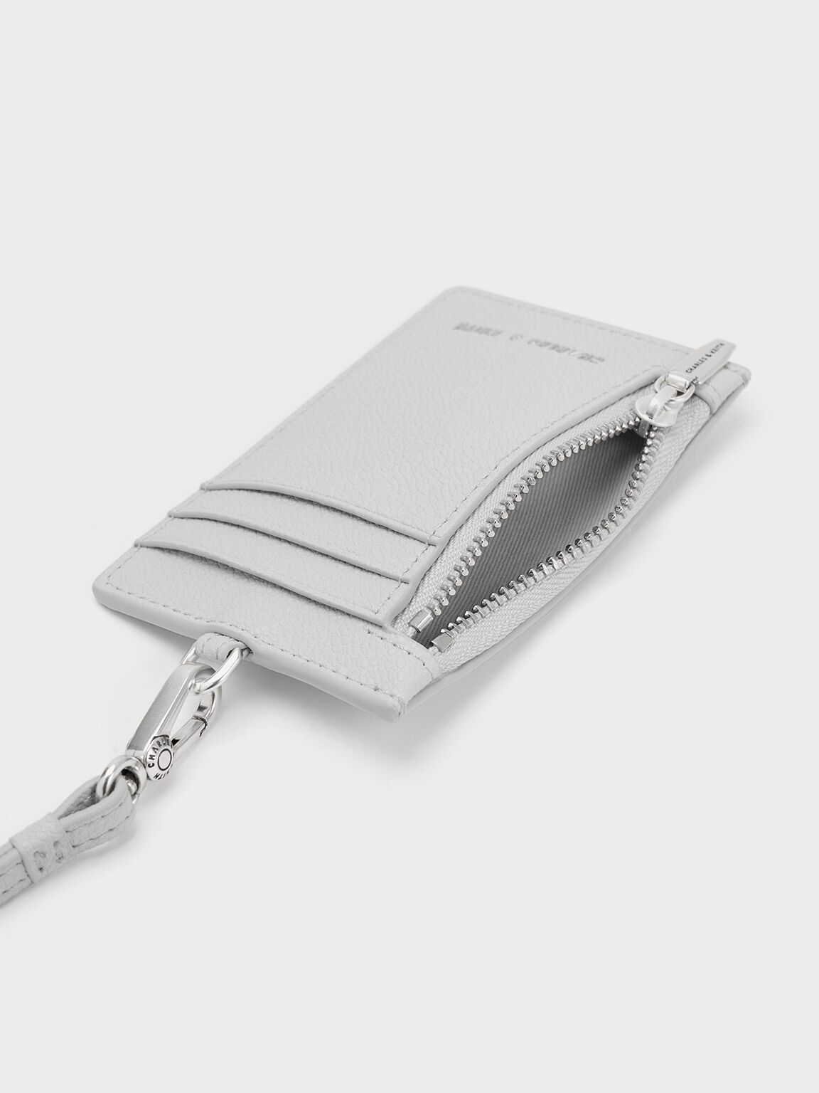 Side Zip Card Holder, Light Grey, hi-res