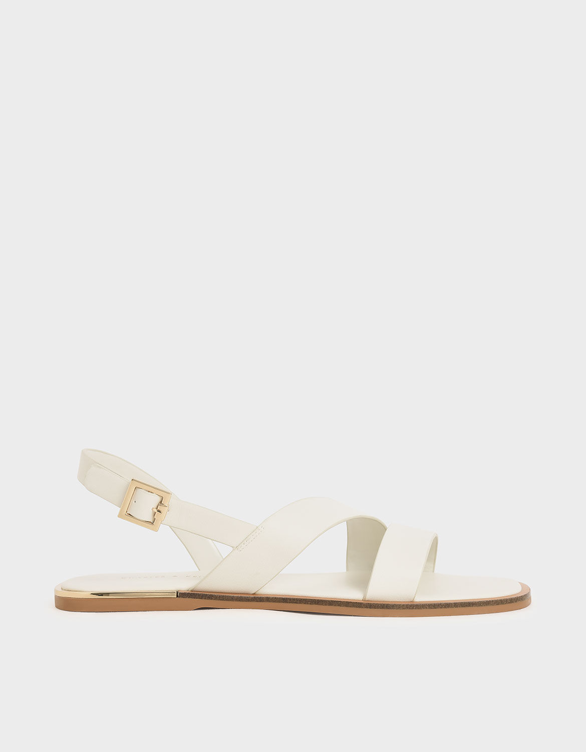 Asymmetric Strap Slingback Flats, Chalk, hi-res