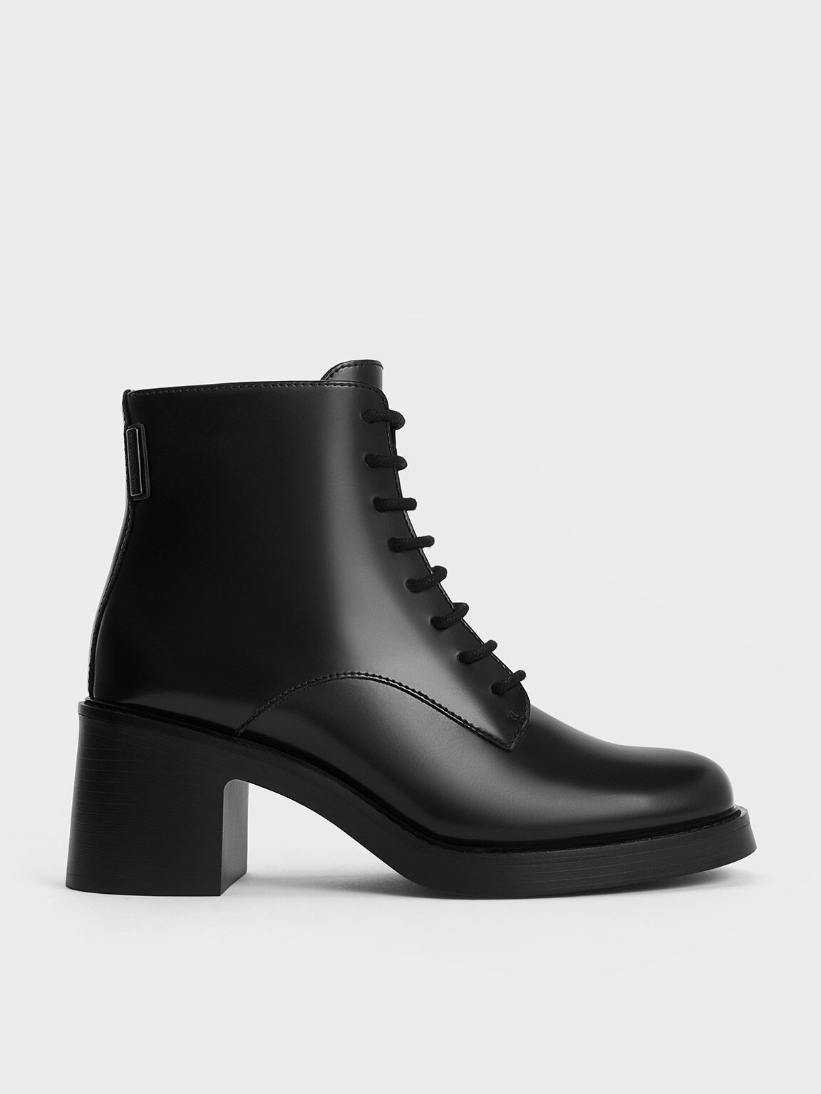 Metallic Accent Platform Ankle Boots - Black