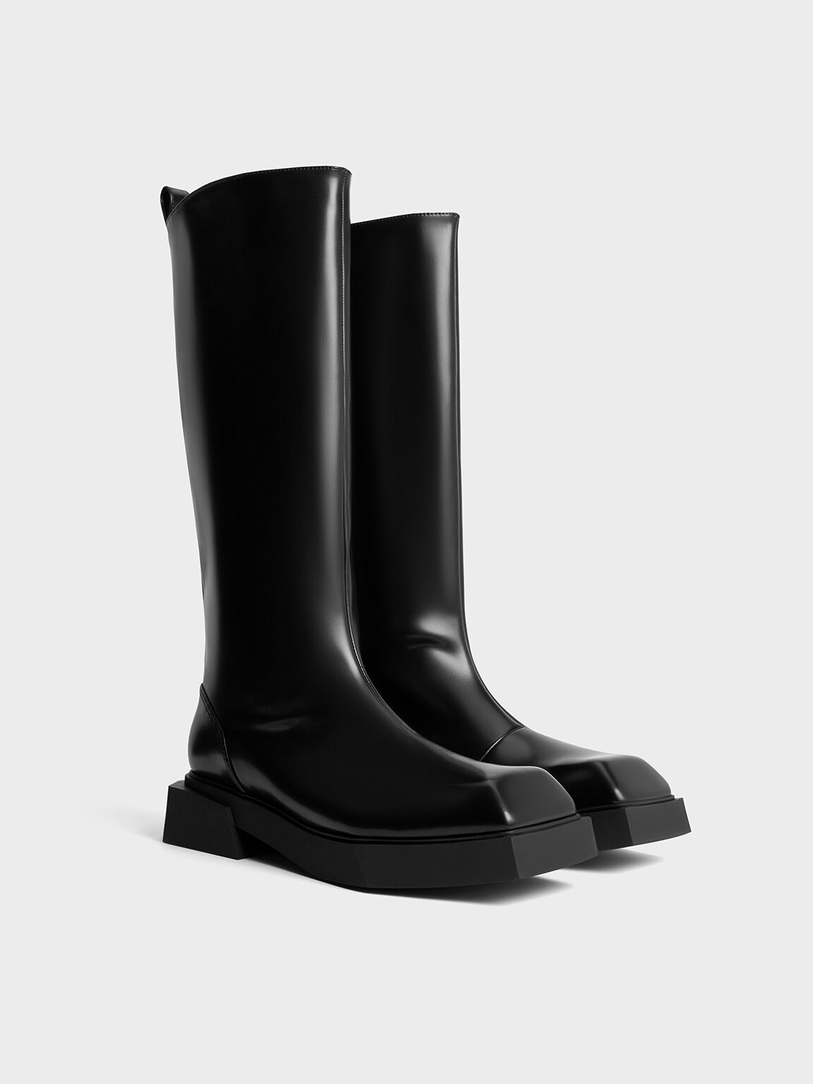 Lorde Square-Toe Knee-High Boots, Black Box, hi-res