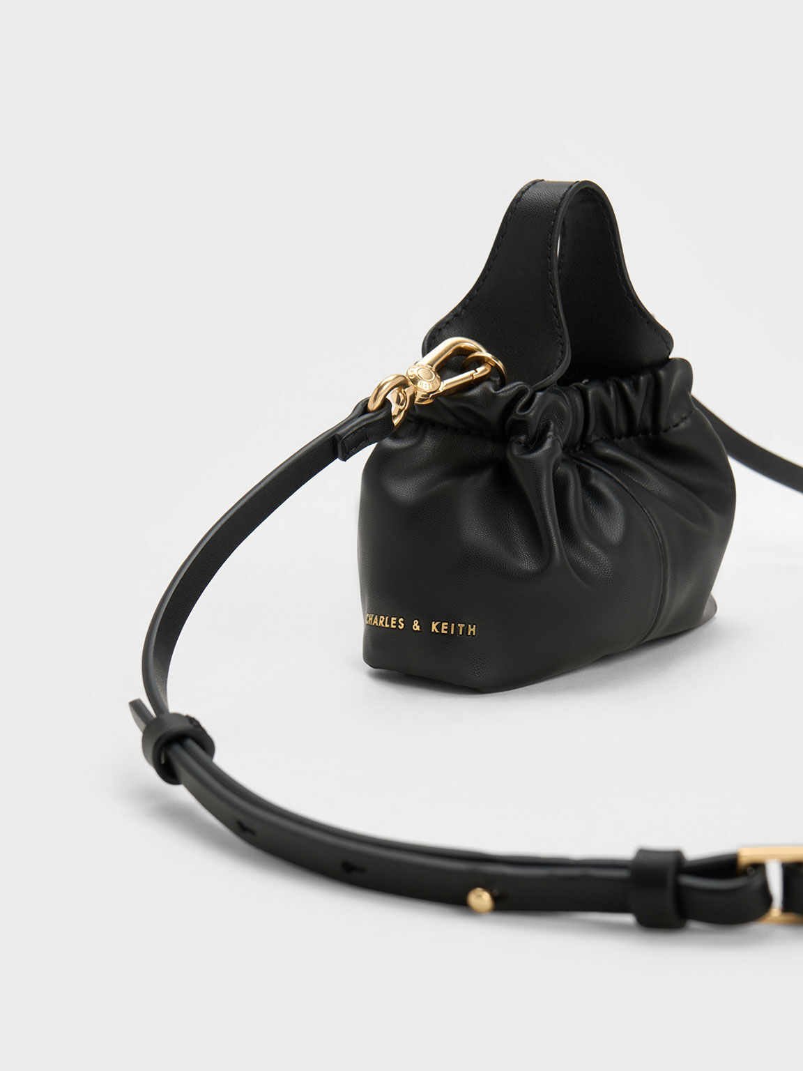Black Mini Ally Ruched Slouchy Bag - CHARLES & KEITH MO
