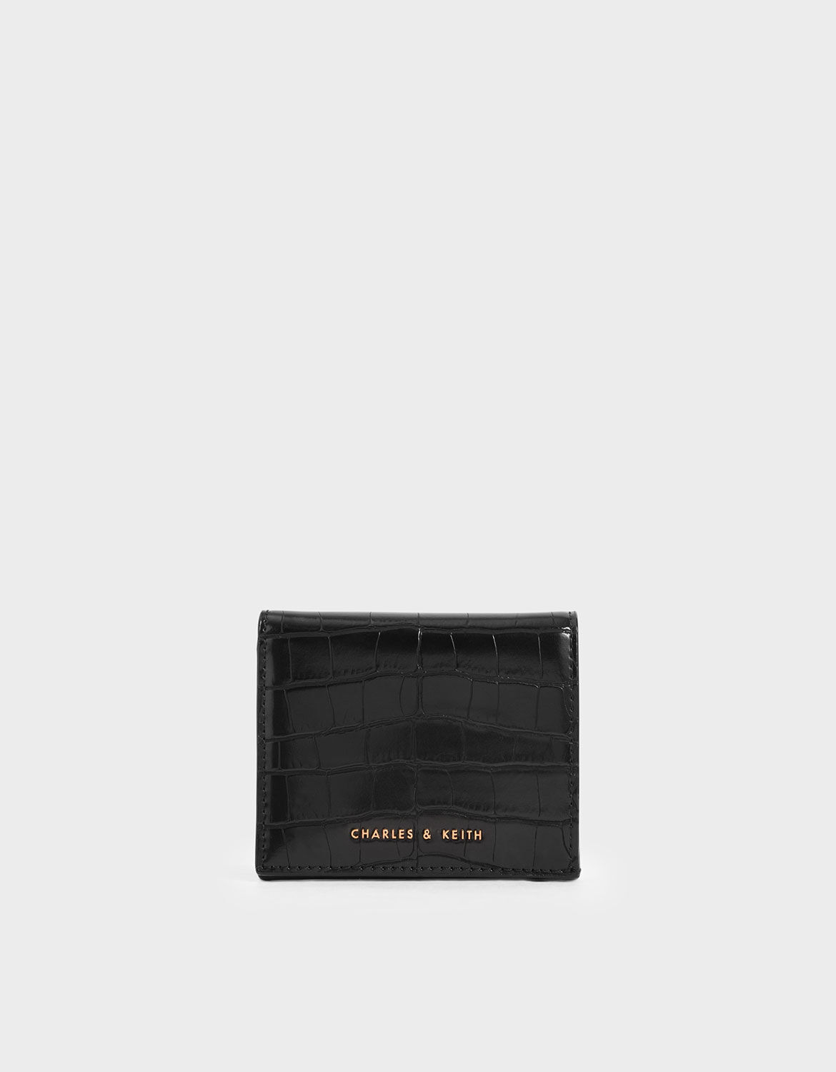 Black Croc-Effect Small Wallet 