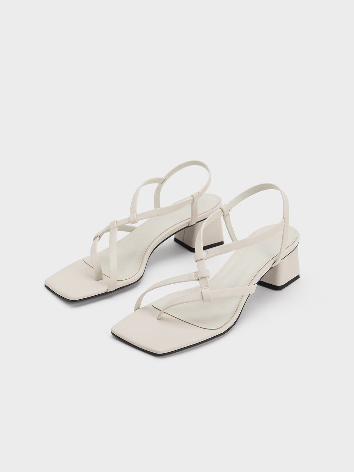 Asymmetric Interwoven Thong Sandals - Chalk