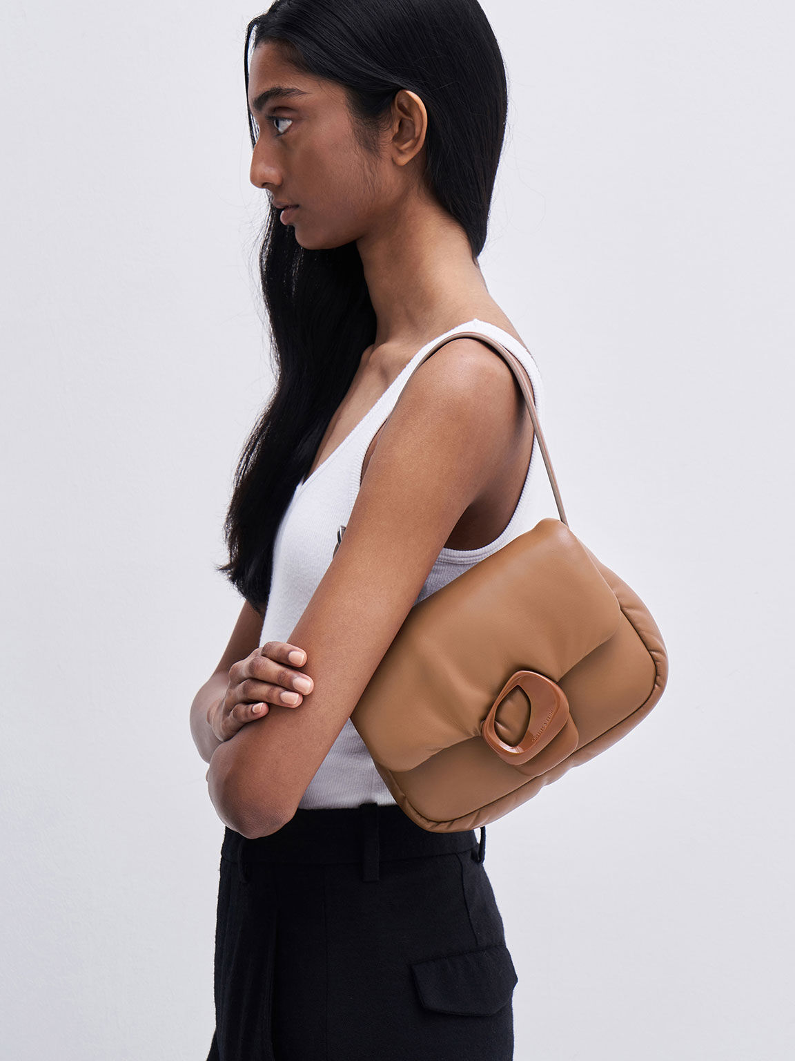 Moore Padded Shoulder Bag, Tan, hi-res