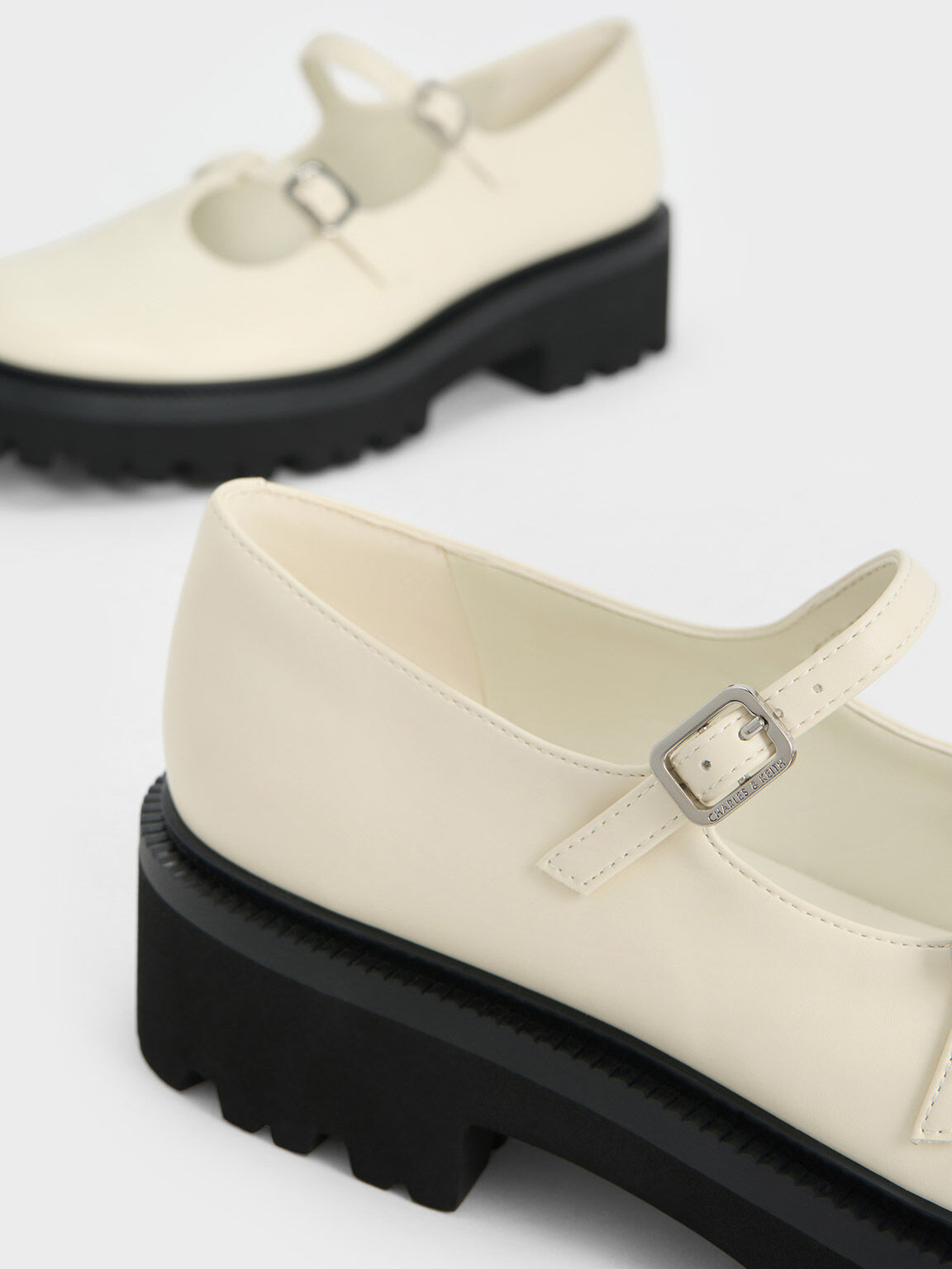 Double-Strap T-Bar Chunky Mary Janes, Chalk, hi-res