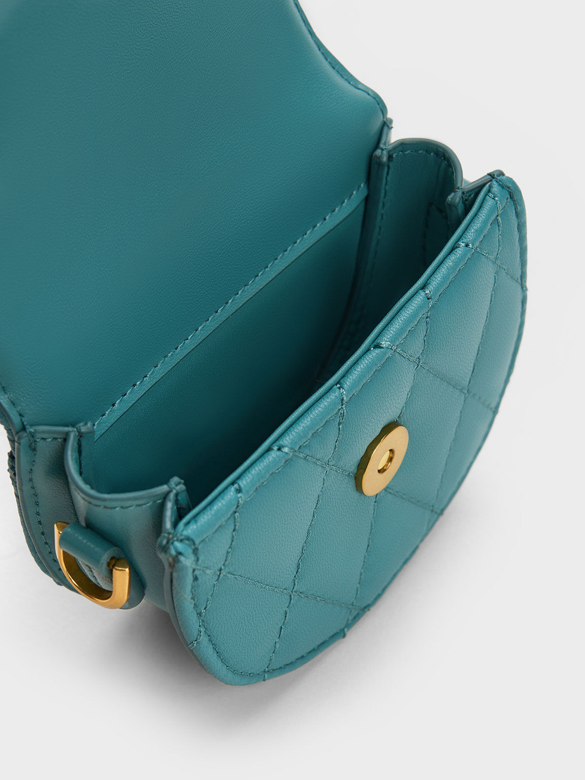 Micro Gabine Quilted Saddle Bag, Teal, hi-res