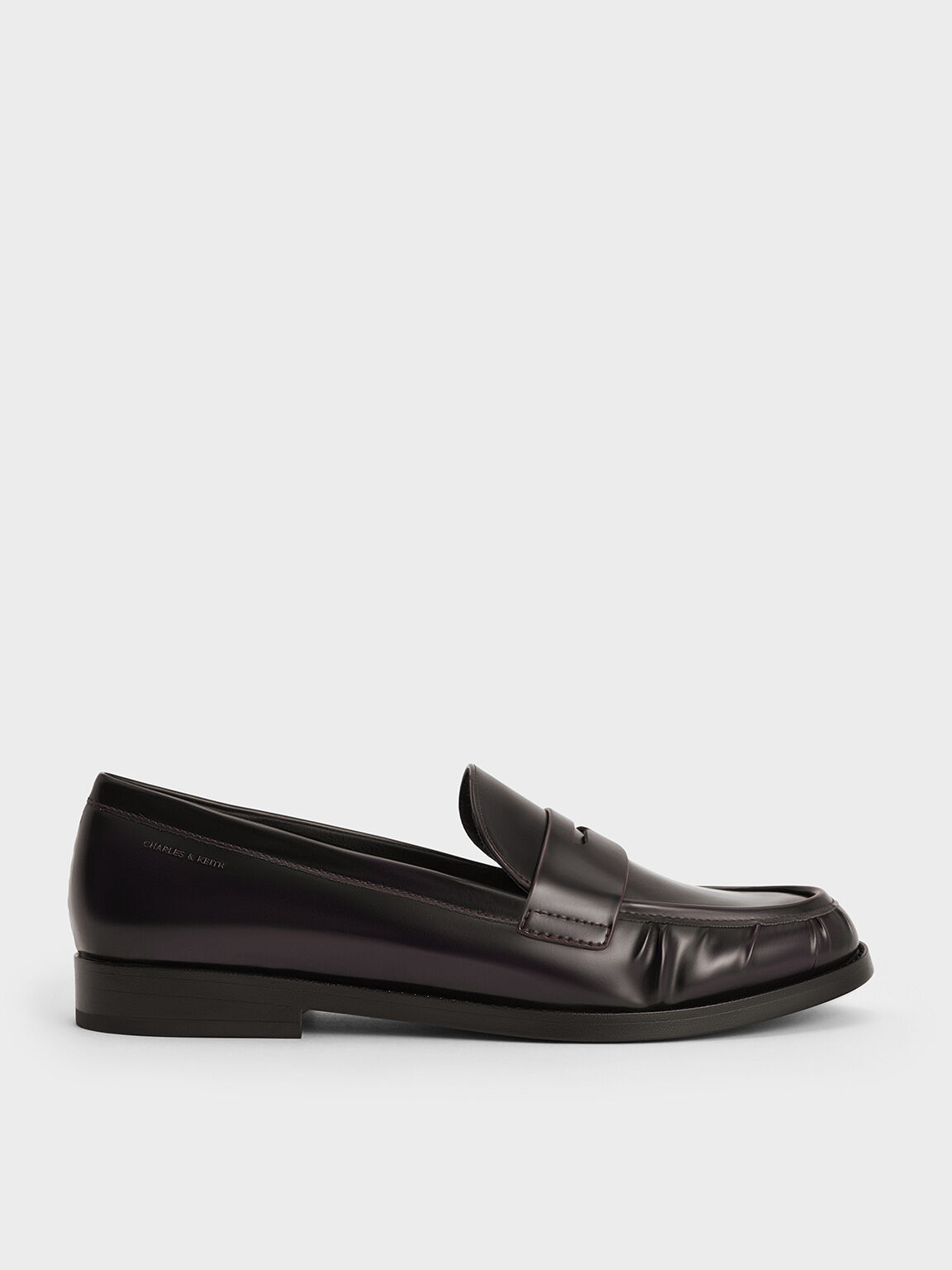 Ruched Penny Loafers, Burgundy, hi-res