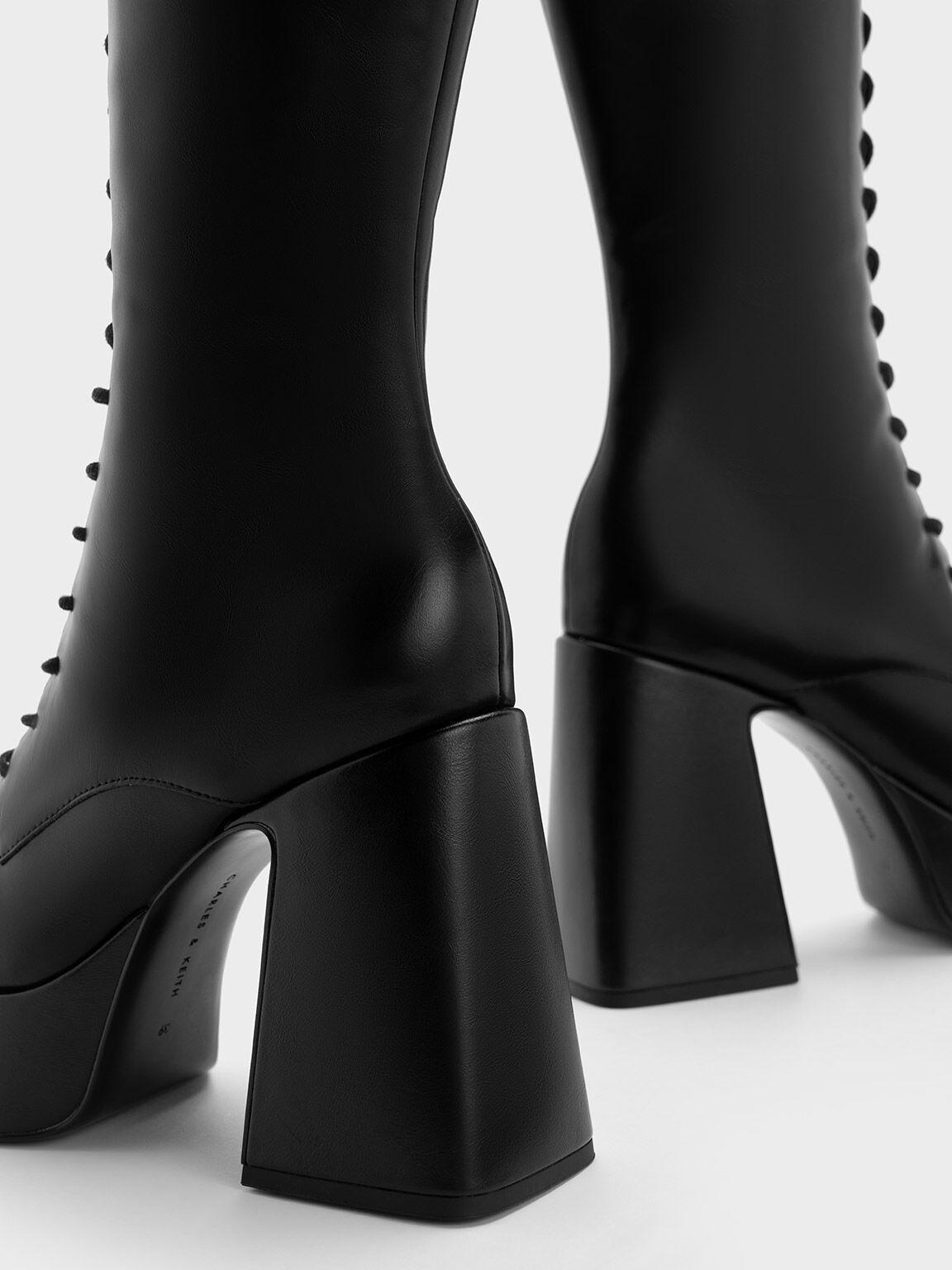 Black Orla Platform Knee-High Boots - CHARLES & KEITH US
