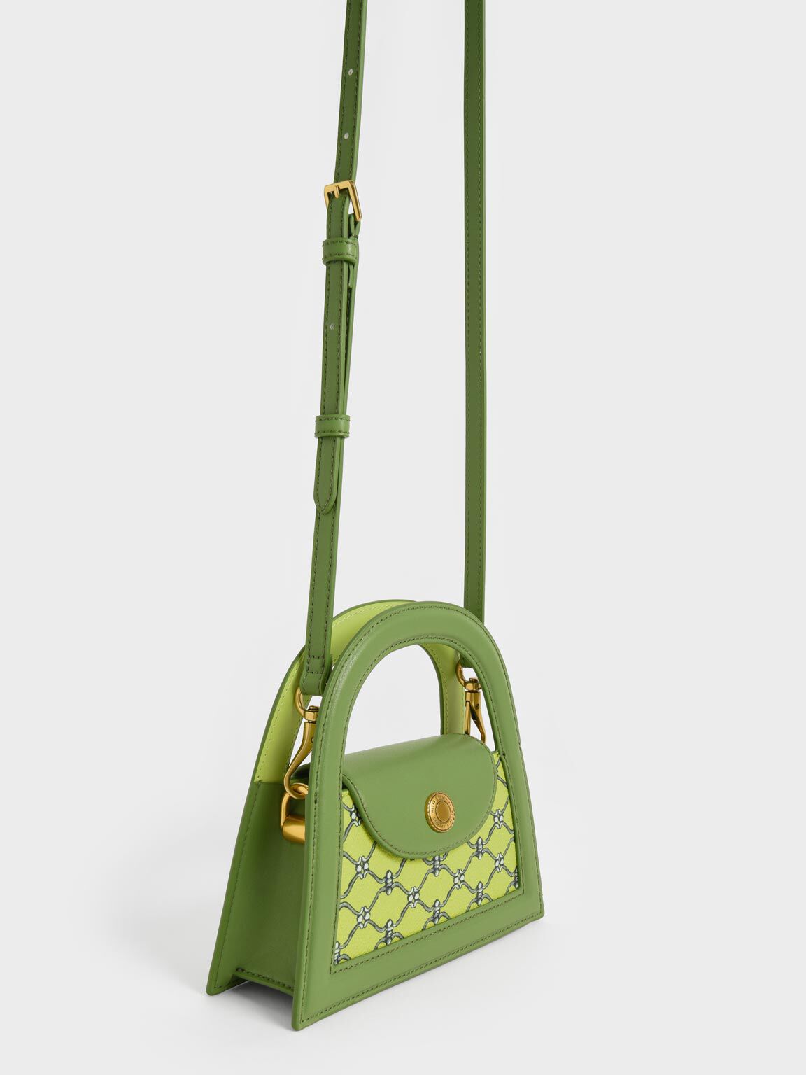 Lime Este Printed Trapeze Bag - CHARLES & KEITH International