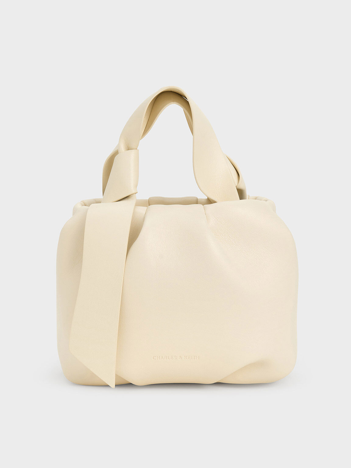 Toni Knotted Ruched Bag, Chalk, hi-res