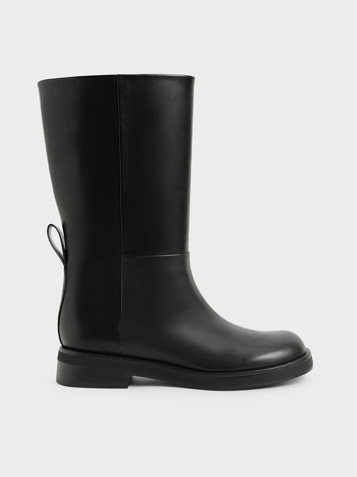 Black Slip-On Flat Ankle Boots - CHARLES & KEITH AU