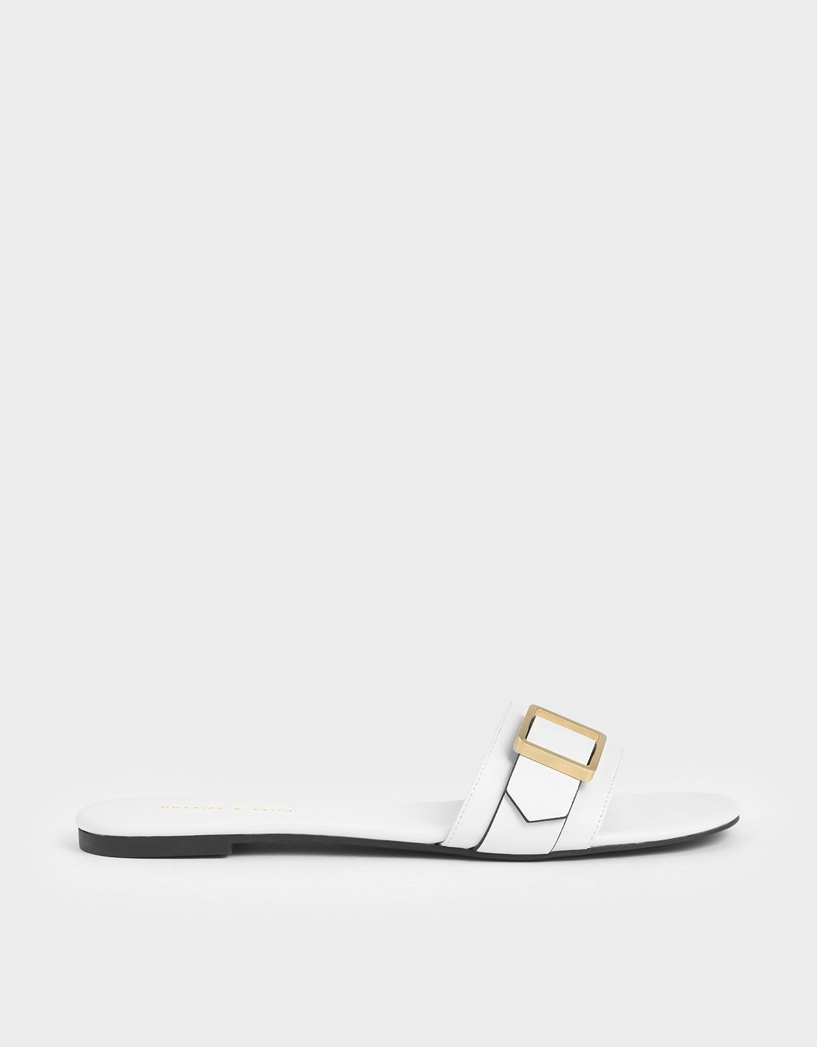 Cream Frame Buckle Slide Sandals 