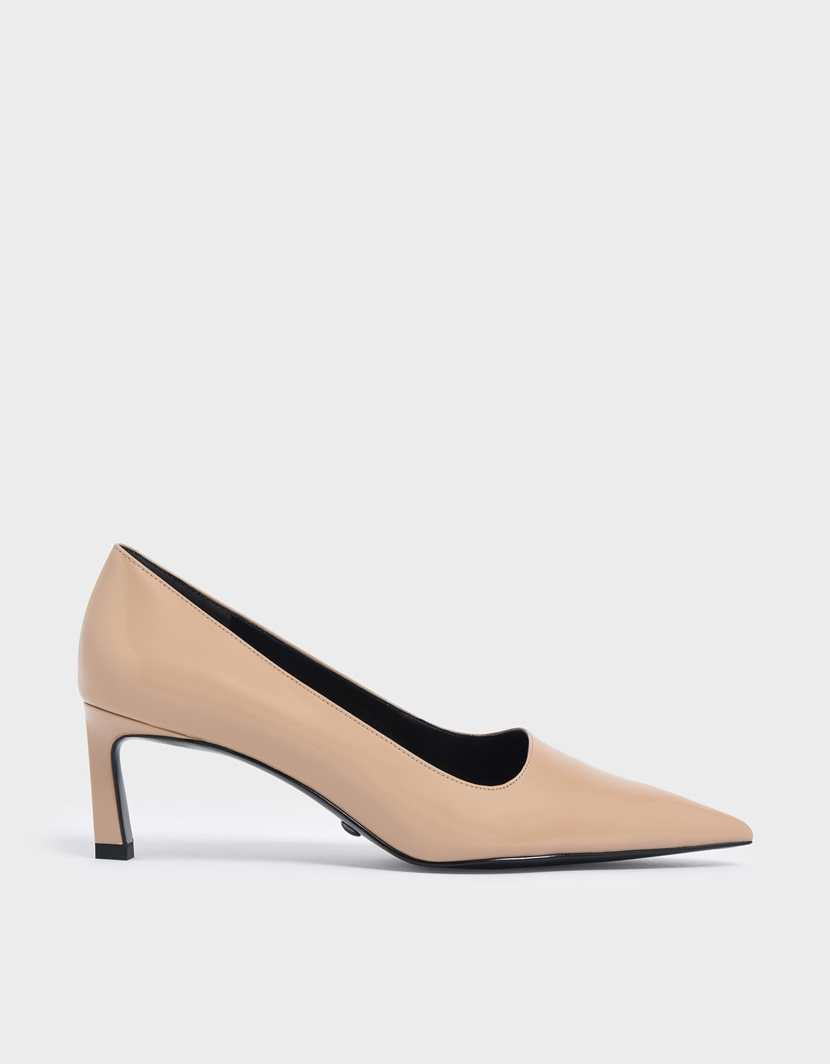 Beige Asymmetric Leather Pumps 