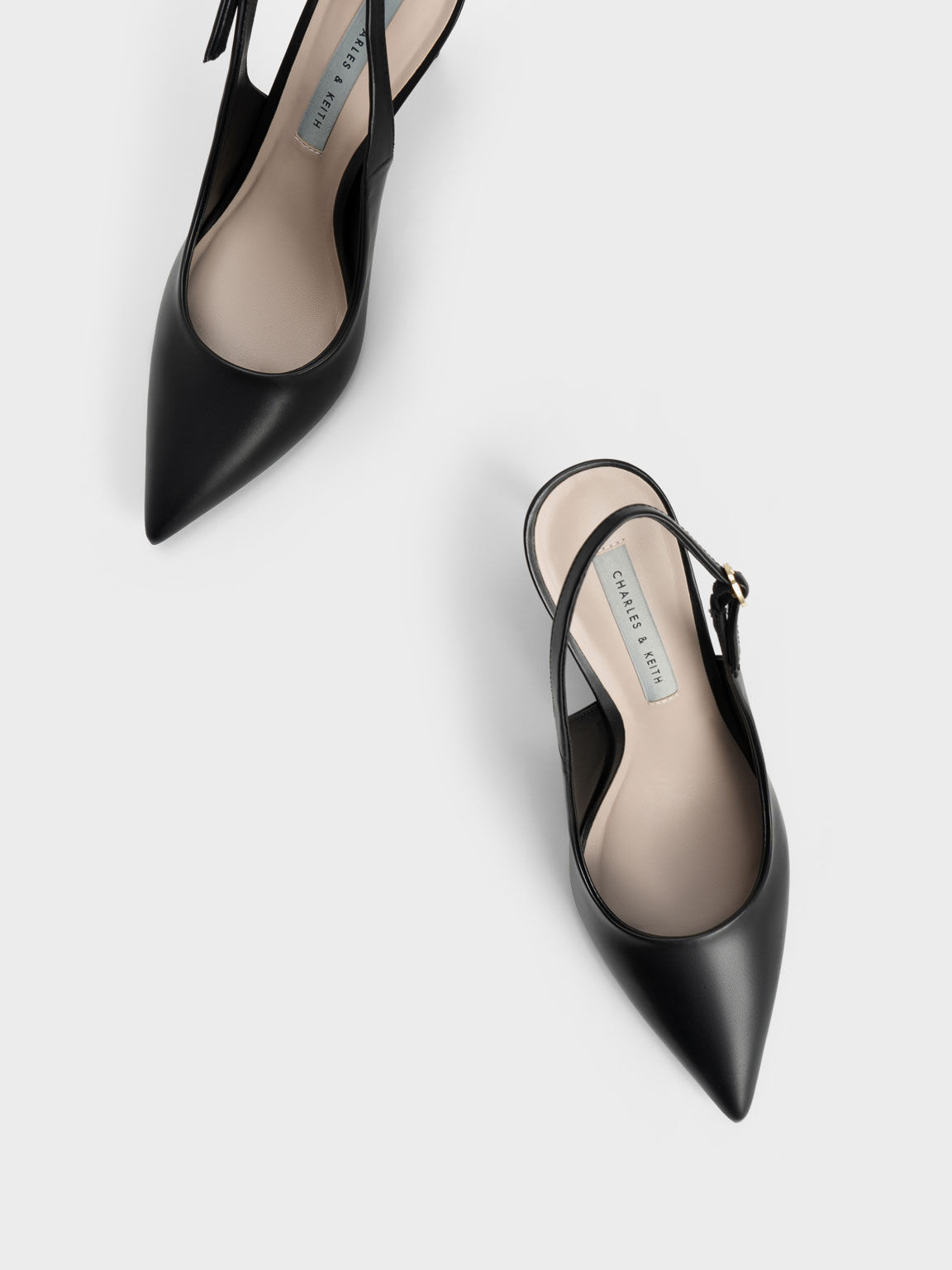 Black Stiletto Heel Slingback Pumps - CHARLES & KEITH SG