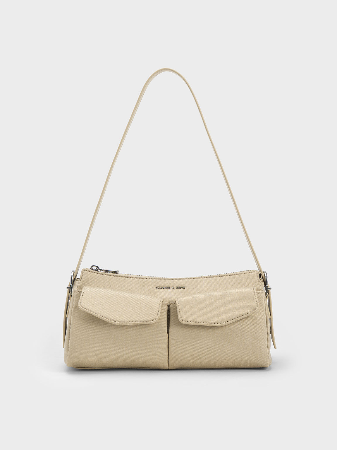 Double Pouch Shoulder Bag, Beige, hi-res