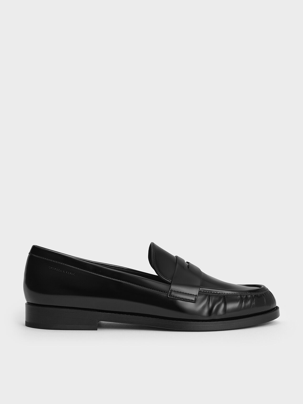 Ruched Penny Loafers, Black Box, hi-res