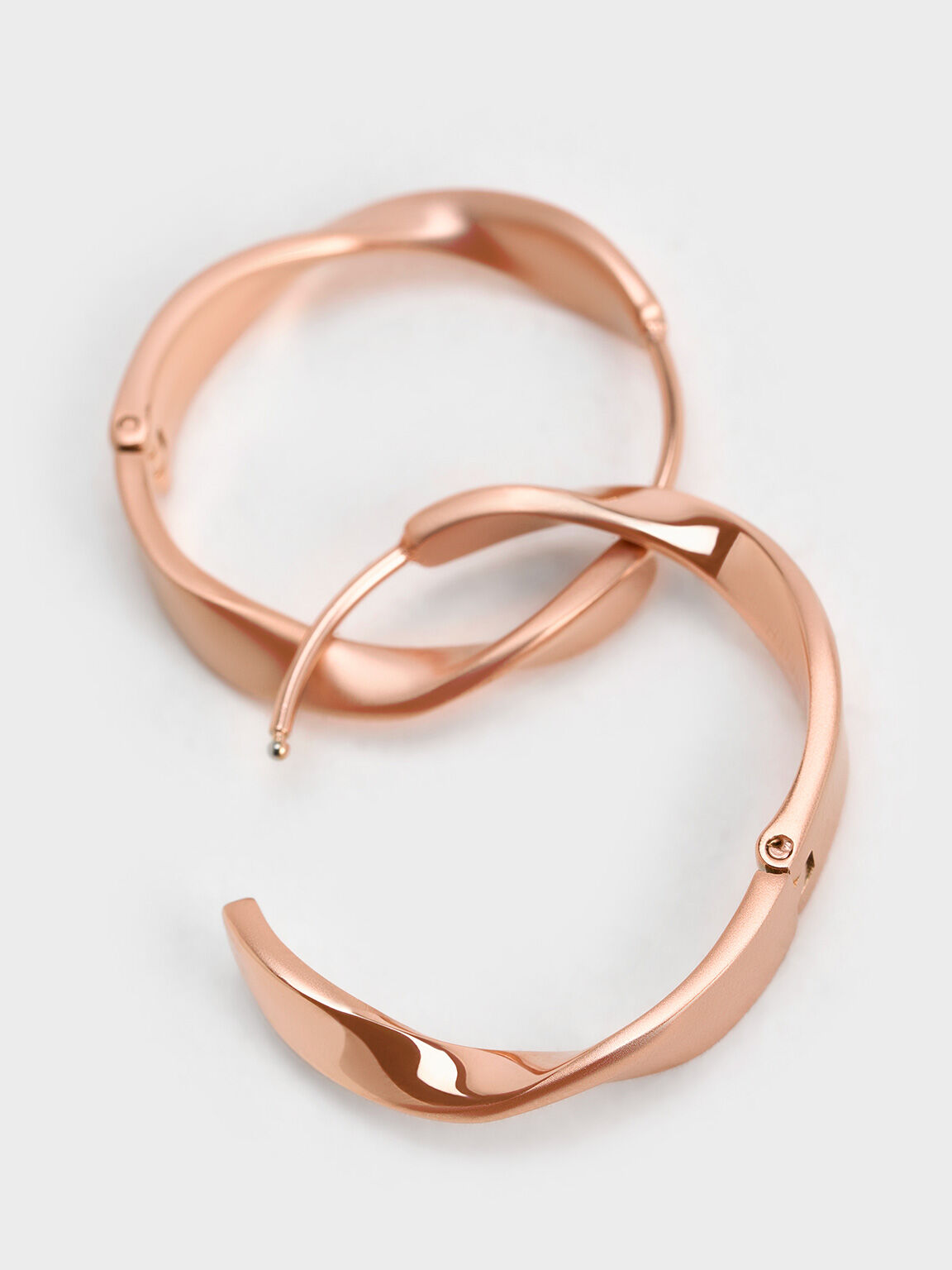 Lena Twist Hoop Earrings, Rose Gold, hi-res