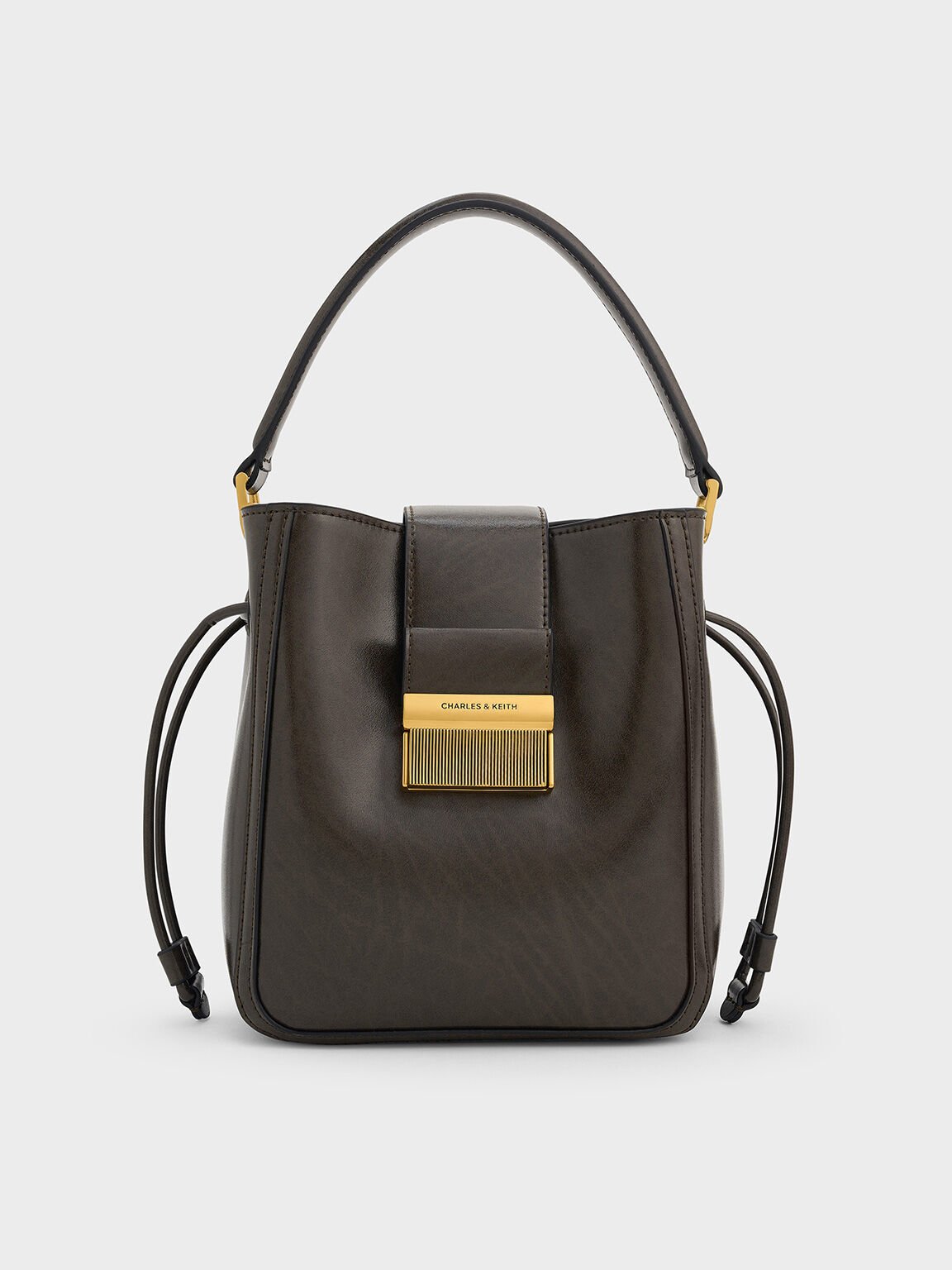 Charlot Elongated Bucket Bag, Dark Moss, hi-res