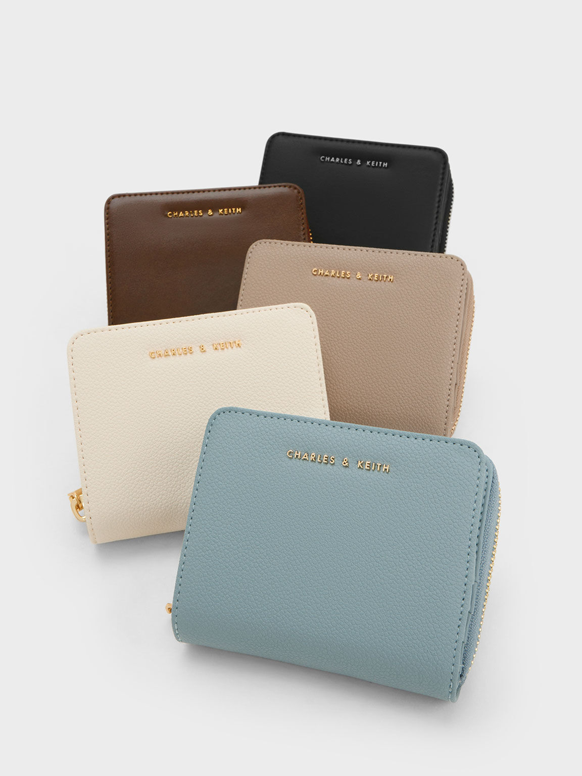 Cream Croc-Effect Small Wallet - CHARLES & KEITH AU