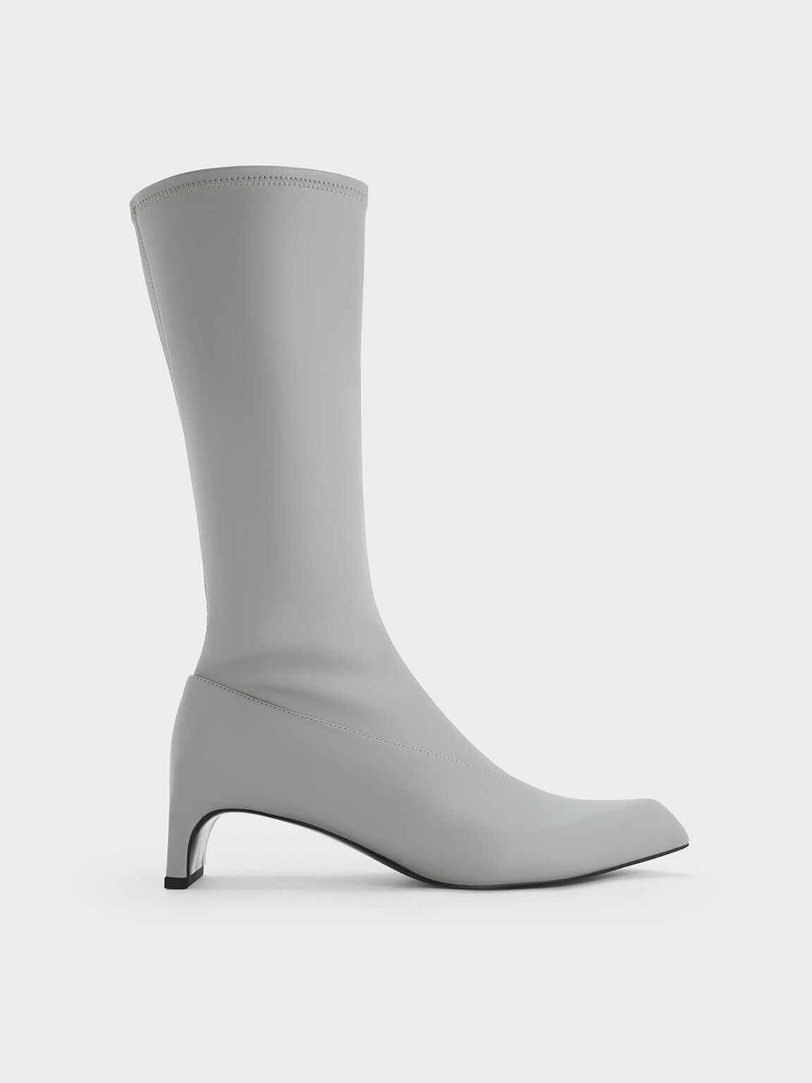 Lorde Blade-Heel Pointed-Toe Calf Boots, Grey, hi-res