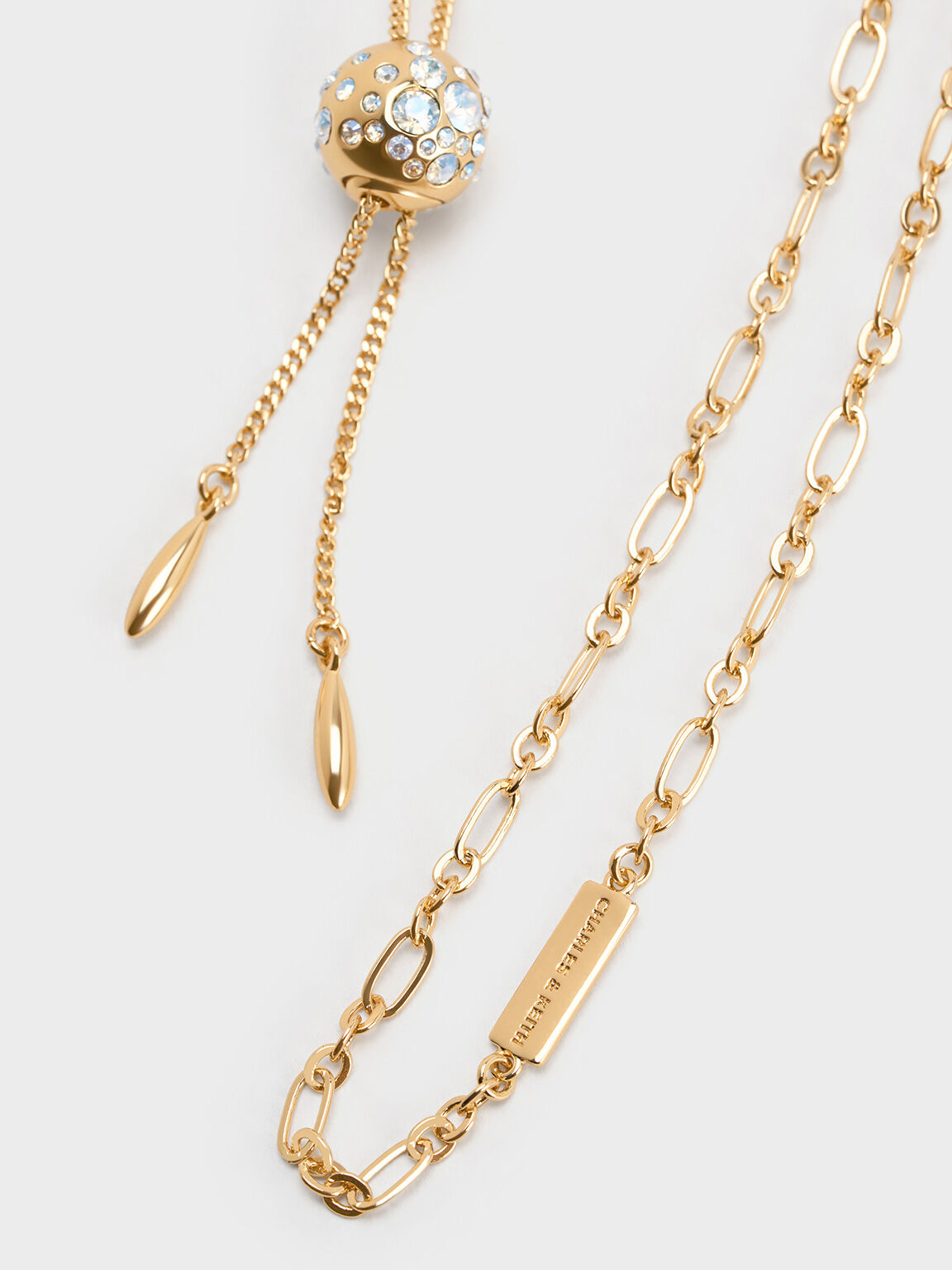 Reverie Crystal Ball Slider Necklace, Gold, hi-res