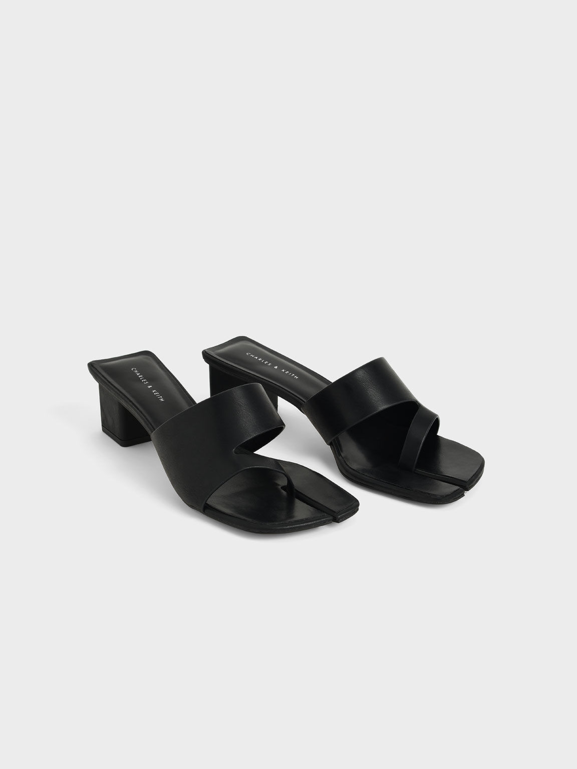 Black Cut-Out Thong Sandals - CHARLES & KEITH IN