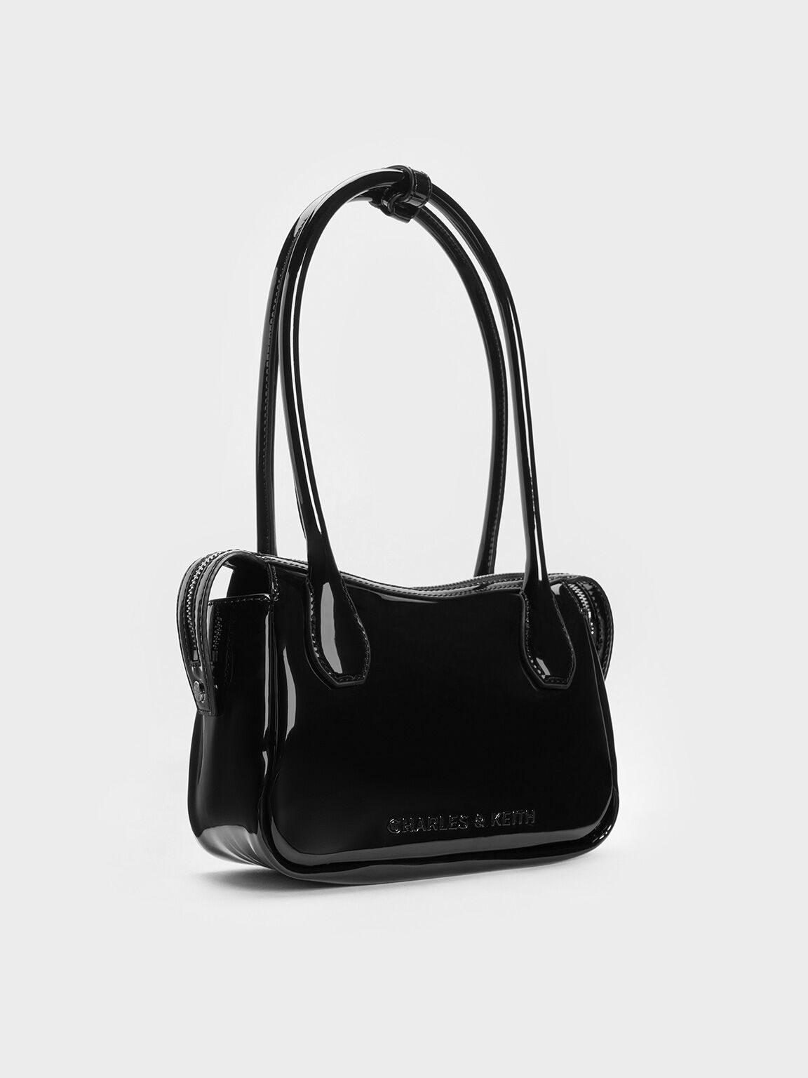 Bosie Patent Elongated Top Handle Bag, Noir, hi-res