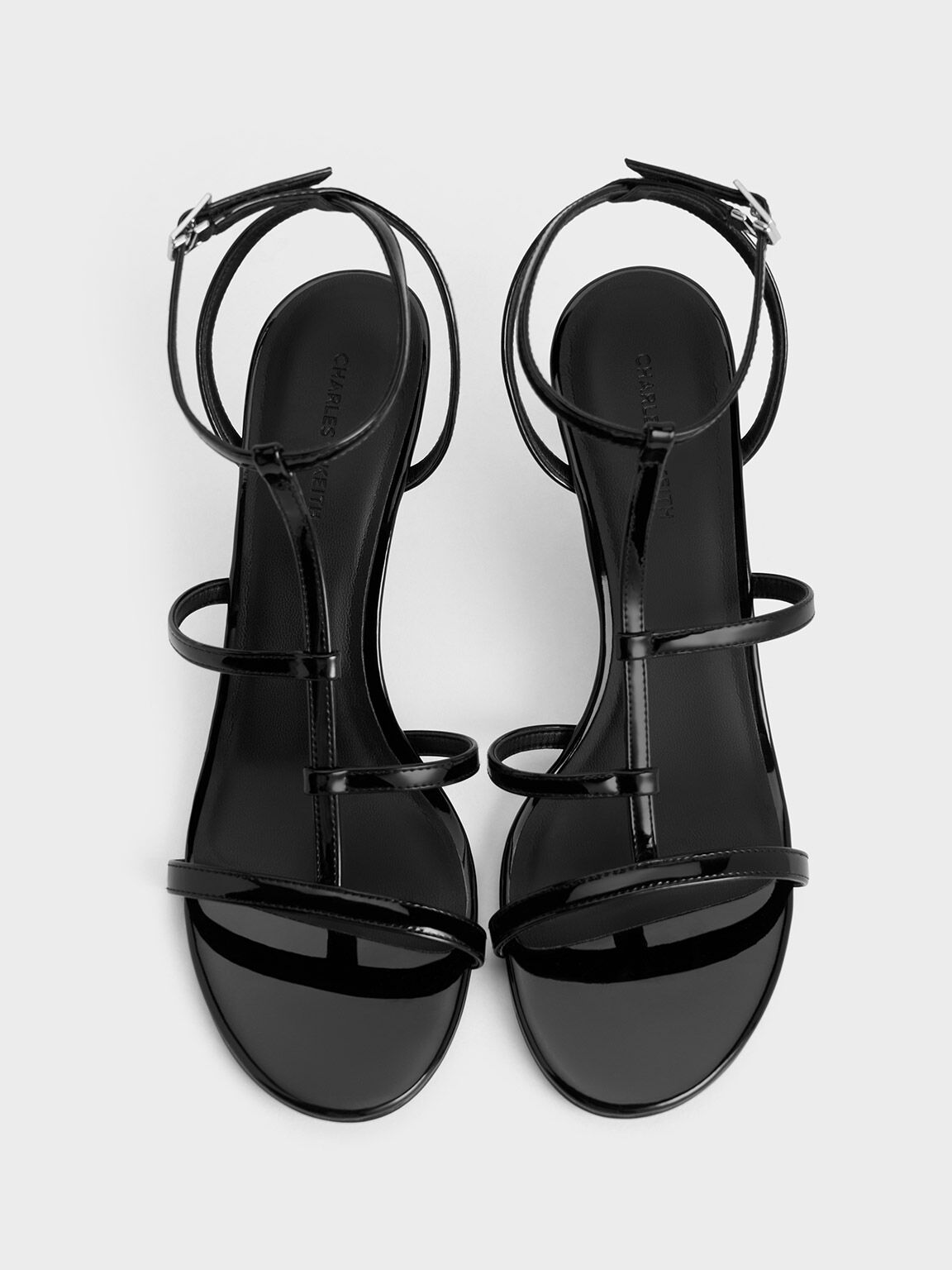 Clara Asymmetric T-Bar Sandals, Black Box, hi-res