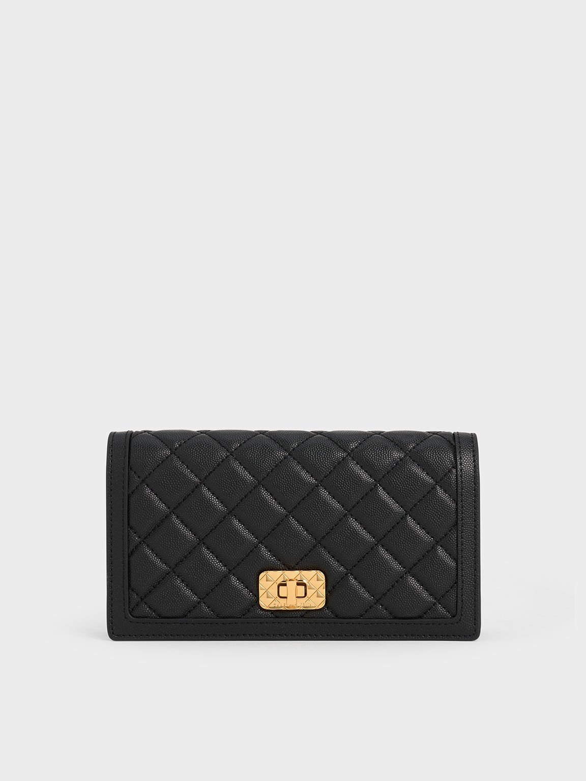 Micaela Quilted Long Wallet - Black