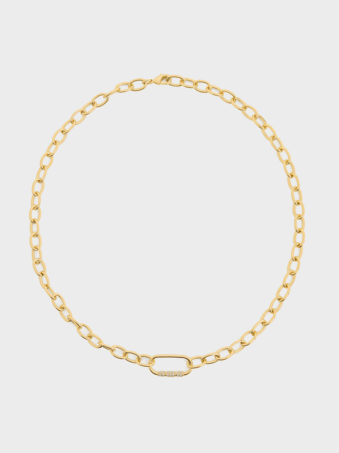 Reagan Crystal Chain-Link Necklace, Gold, hi-res