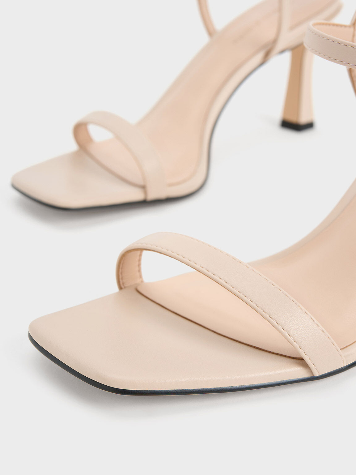 Square-Toe Heeled Sandals - Nude