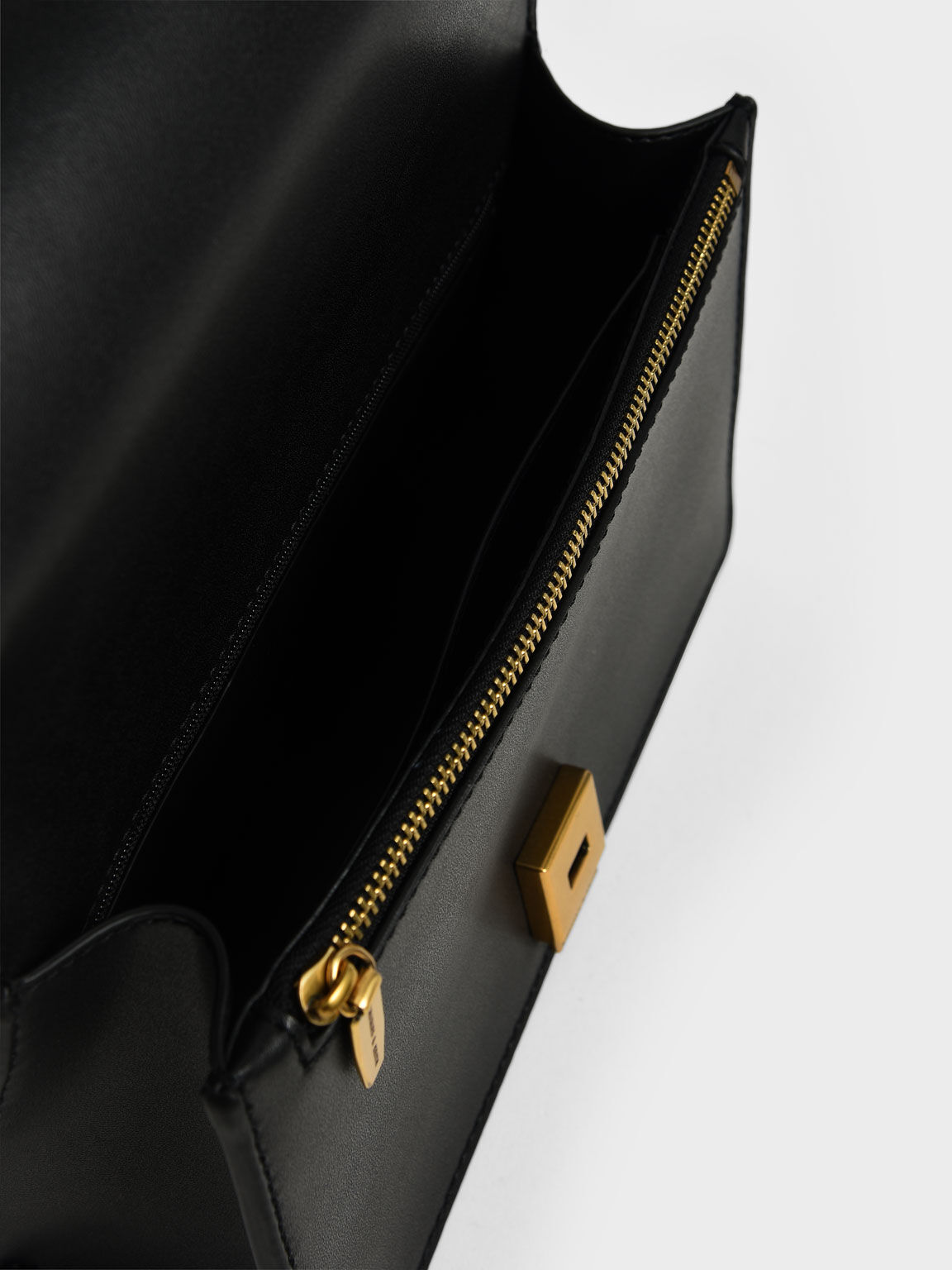 Black Beaded Handle Shoulder Bag - CHARLES & KEITH KR