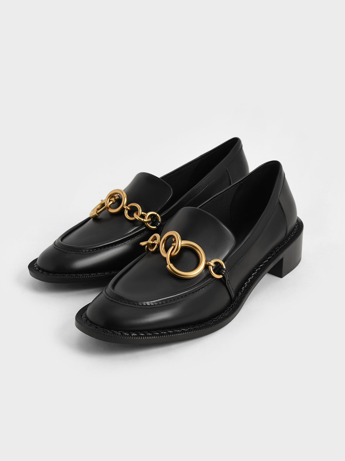 Black Chain Link Loafers - CHARLES & KEITH International