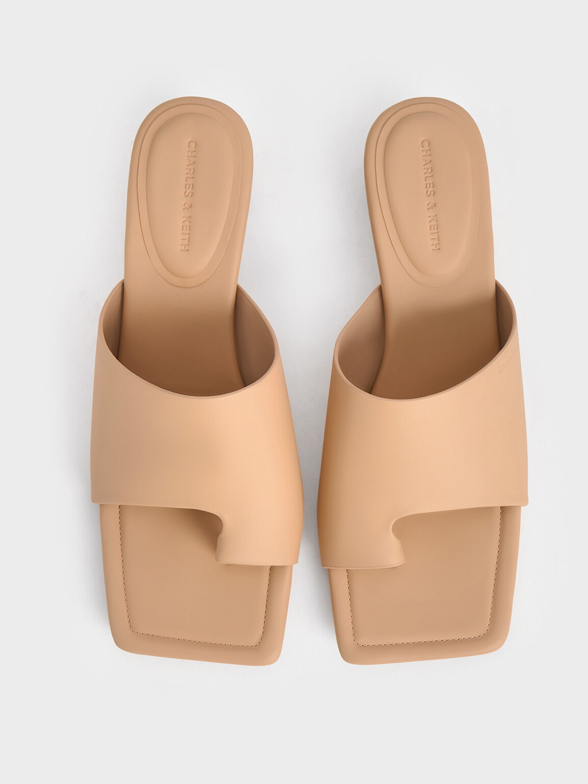 Asymmetric Square-Toe Toe-Ring Sandals, Nude, hi-res