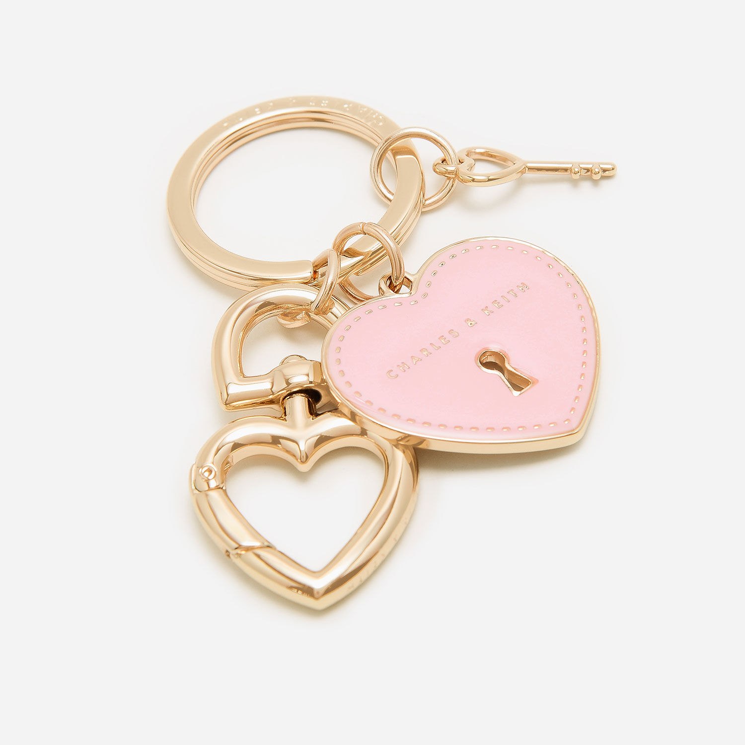 Pink Heart Lock Keychain - CHARLES & KEITH SG