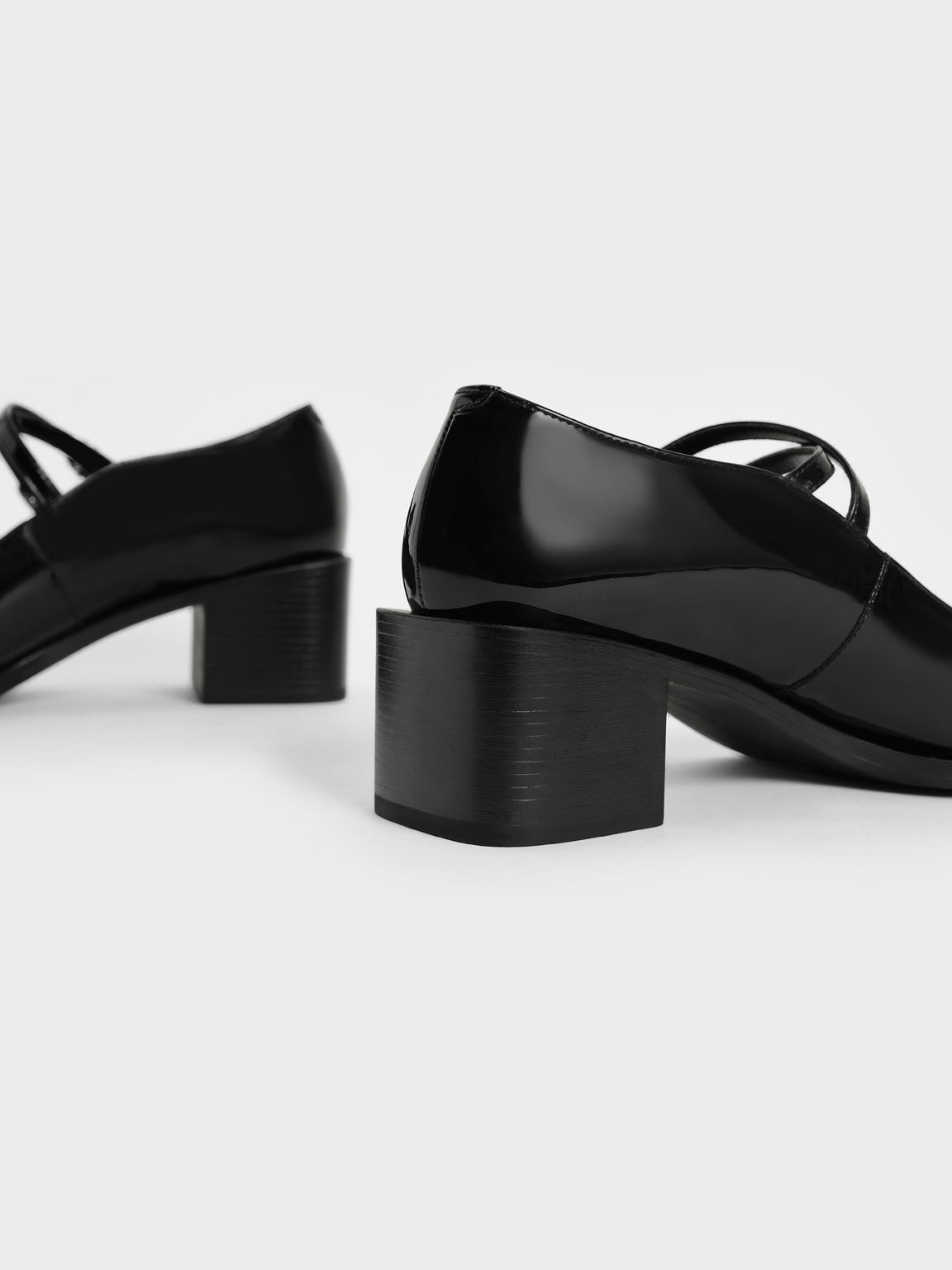 Black Patent Crossover Block Heel Mary Janes - CHARLES & KEITH ...