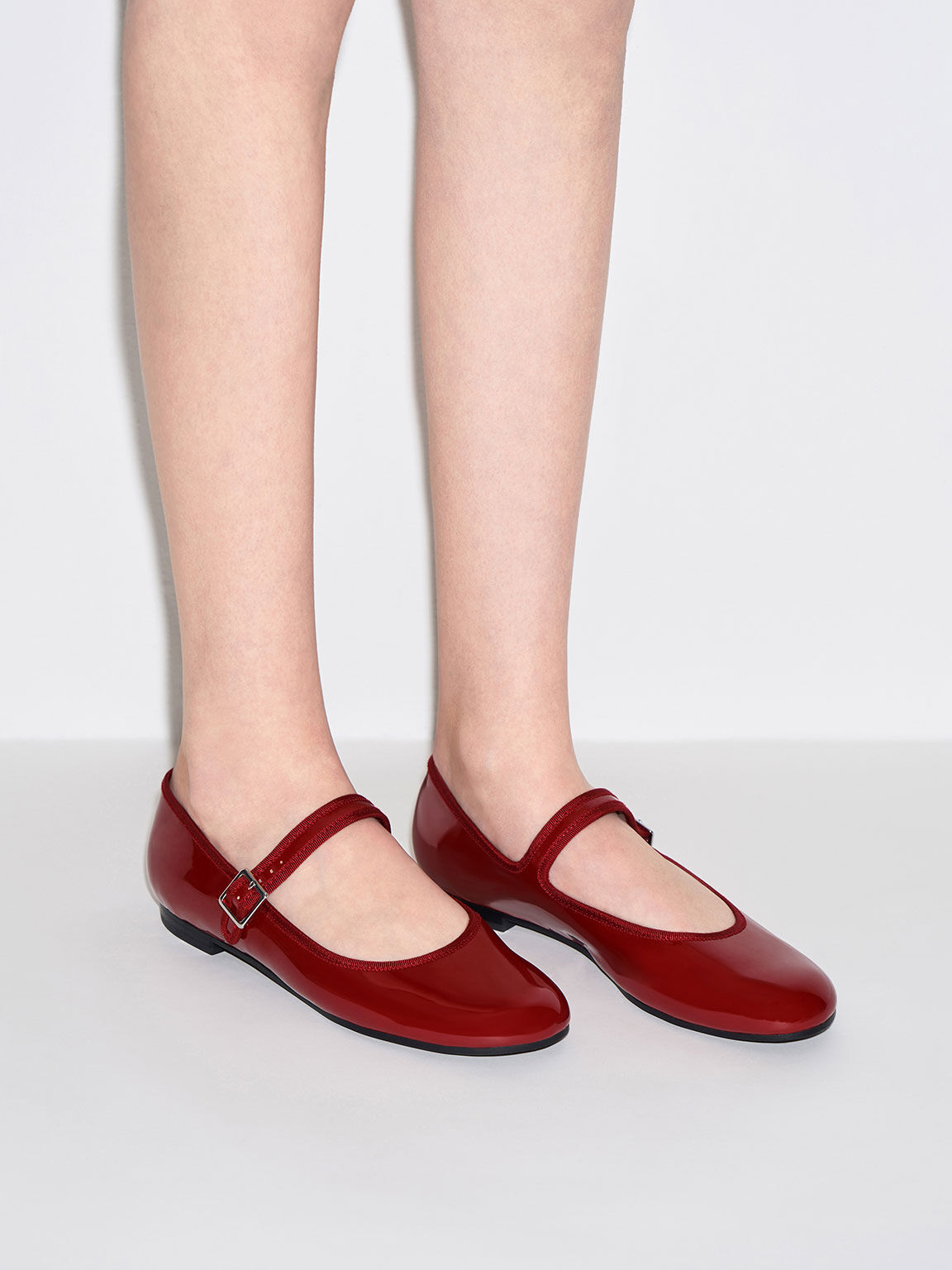 Red patent sale flat shoes